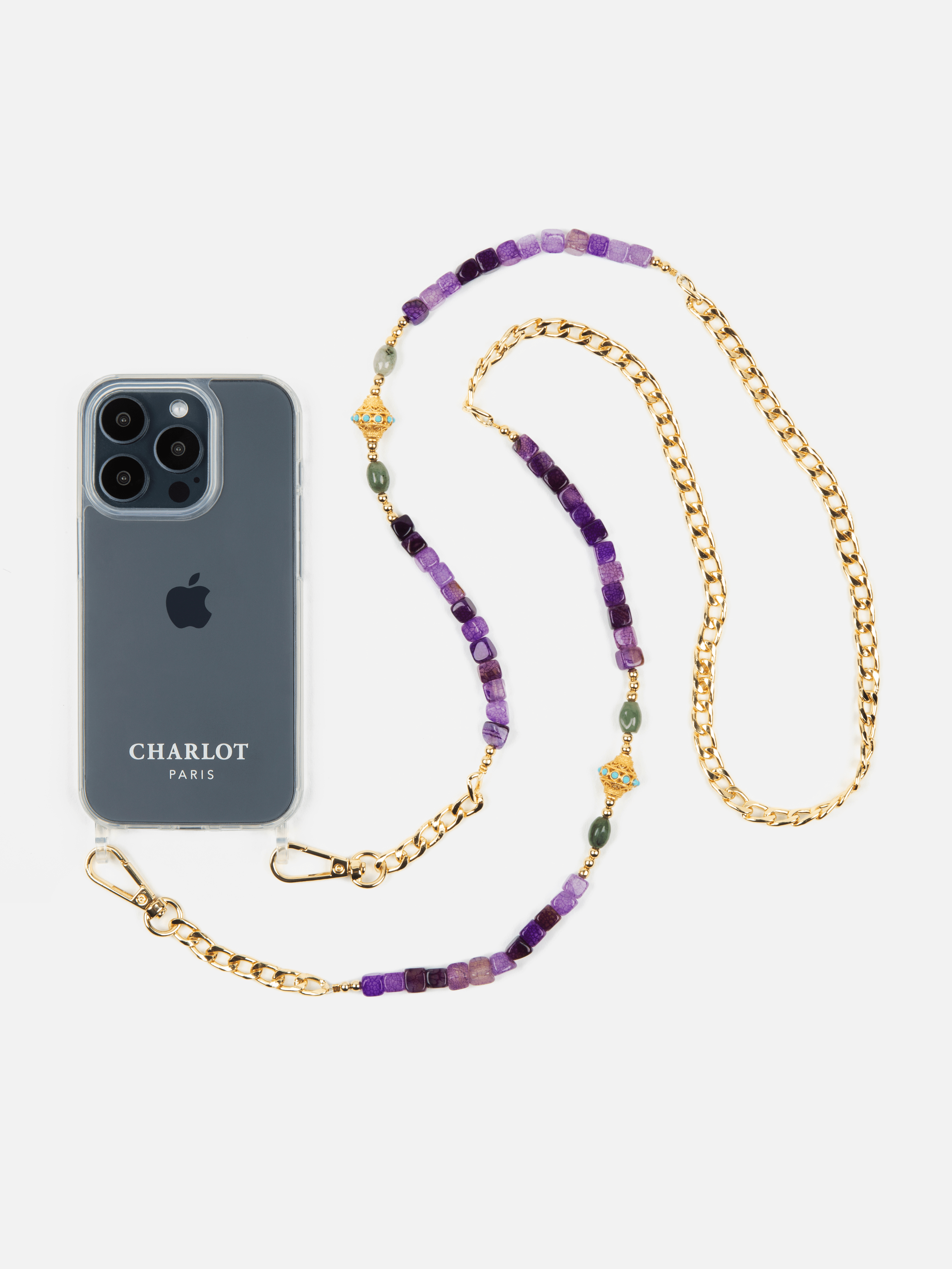 Coque Clear + Chaîne Collier JUHU Iris