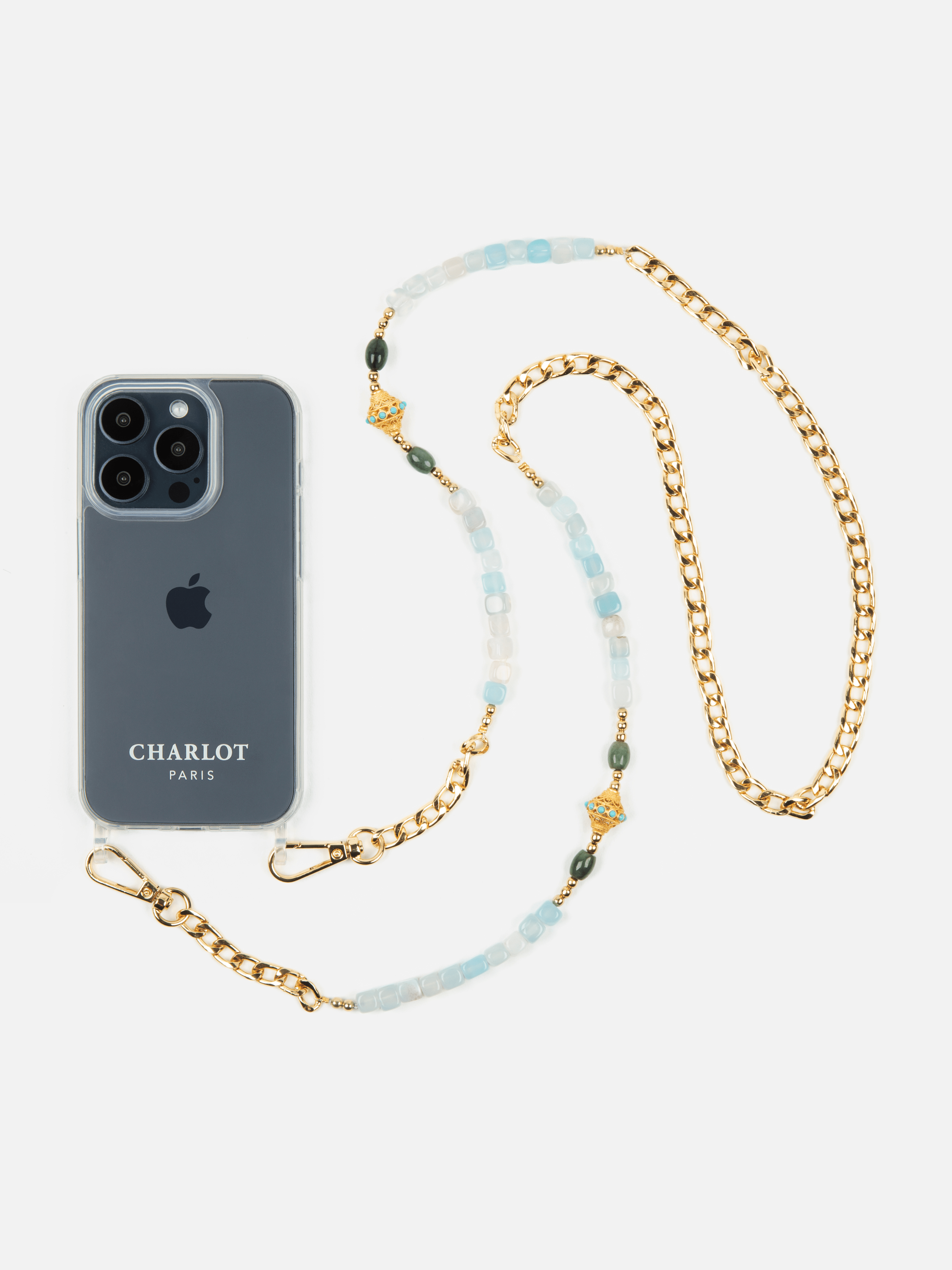 Clear Case + JUHU Aqua Necklace Chain