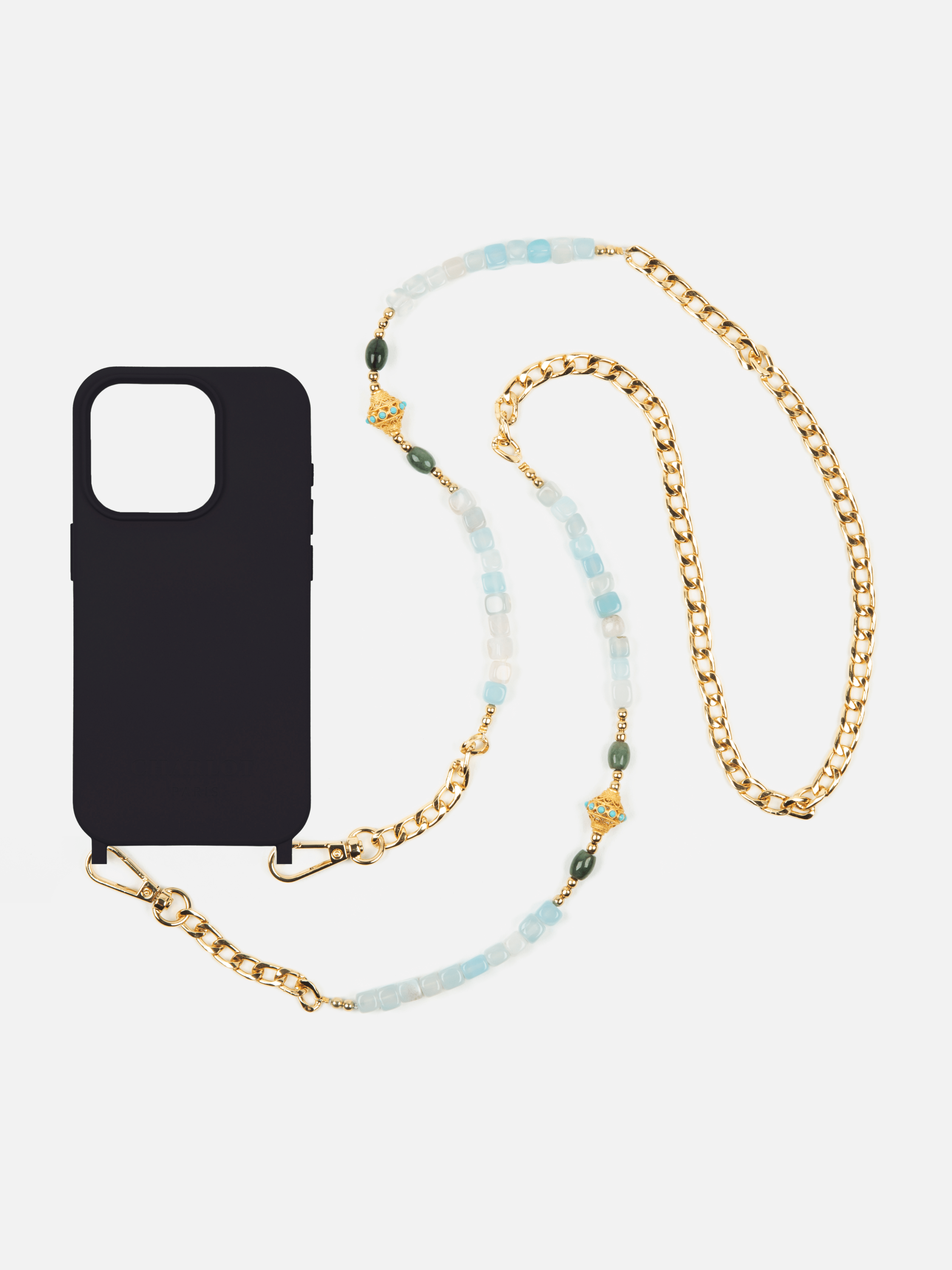 Coque Noir + Chaîne Collier JUHU Aqua