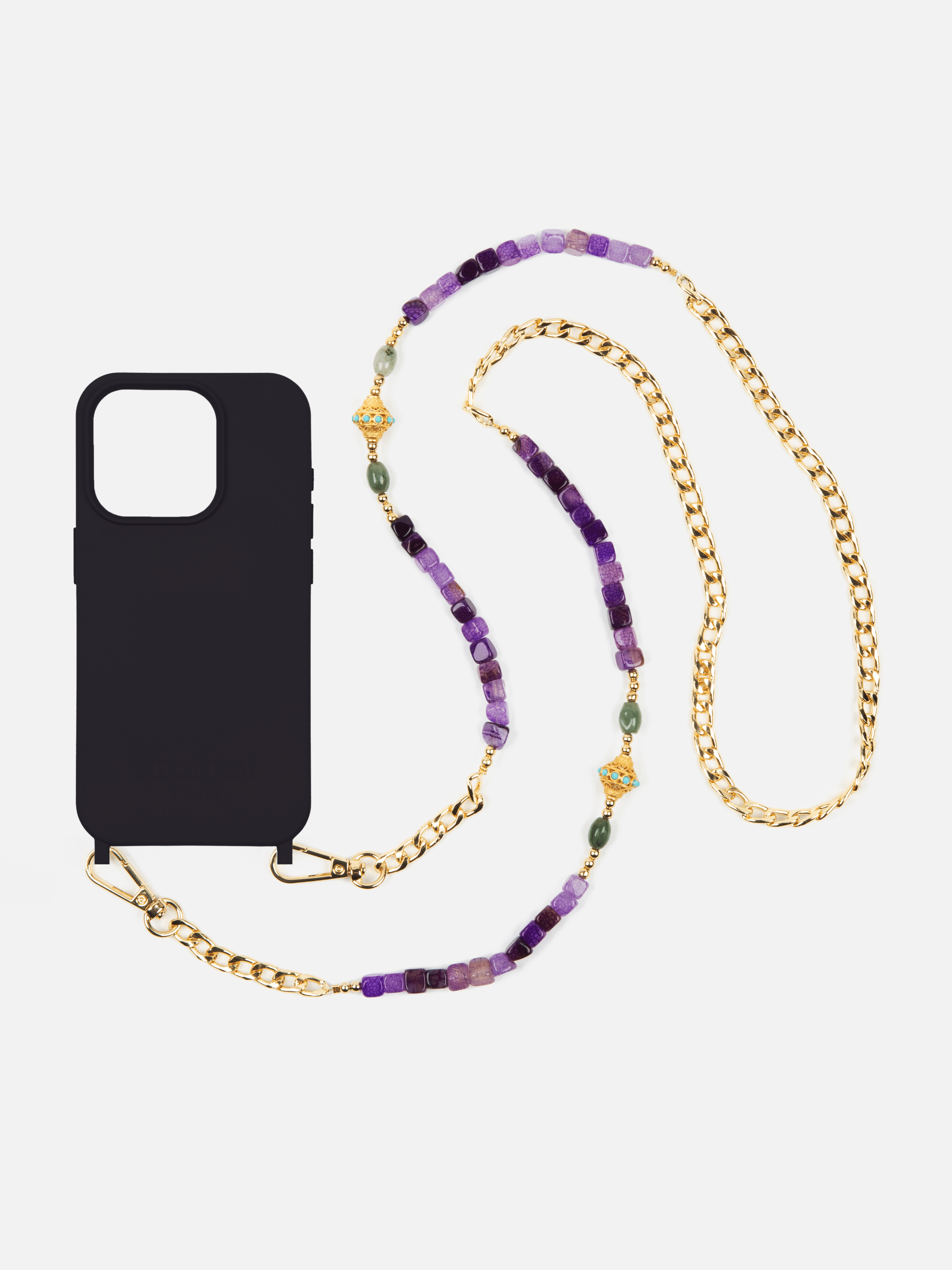 Coque Noir + Chaîne Collier JUHU Iris