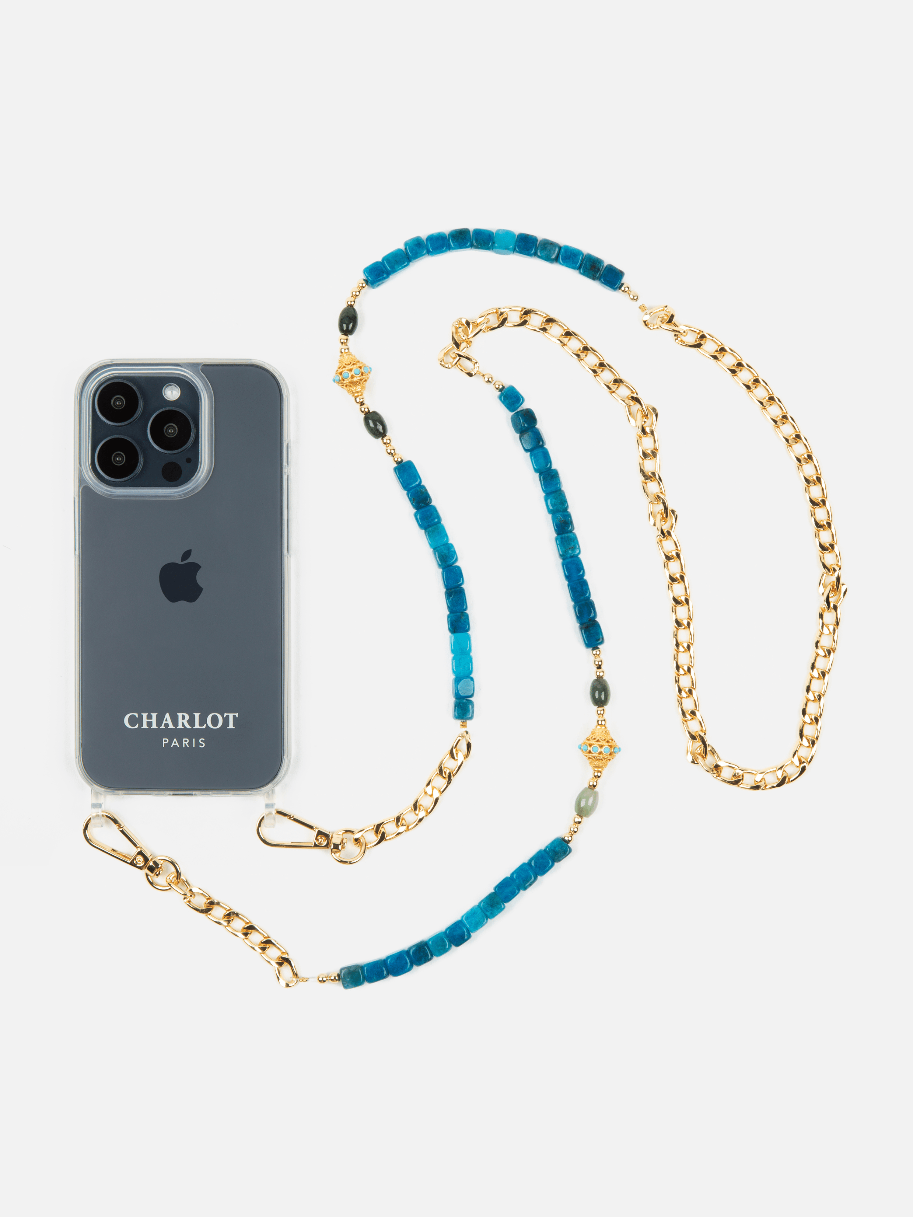 Collana con conchiglia trasparente + catena JUHU Azur
