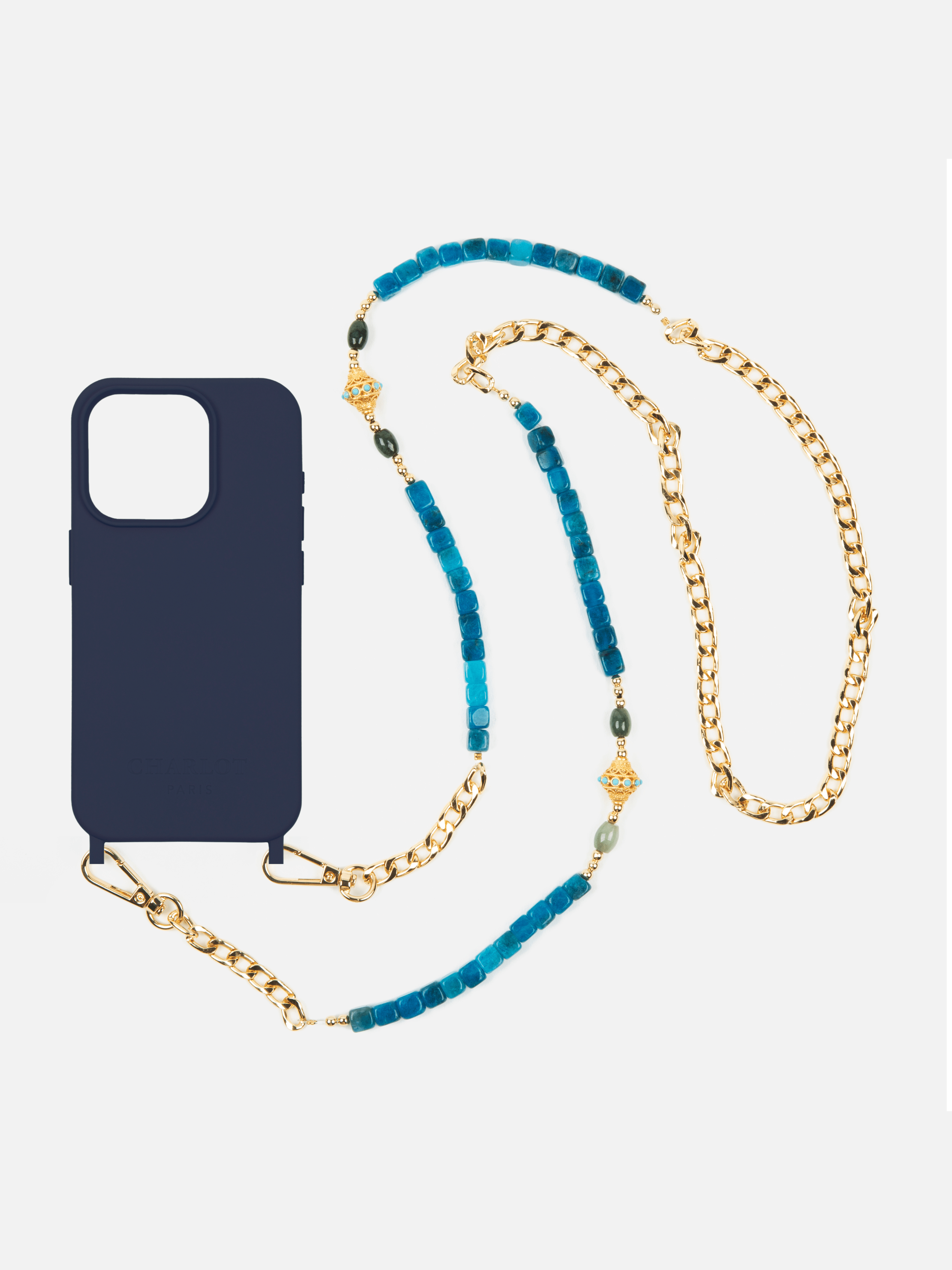 Coque Navy Blue + Chaîne Collier JUHU Azur