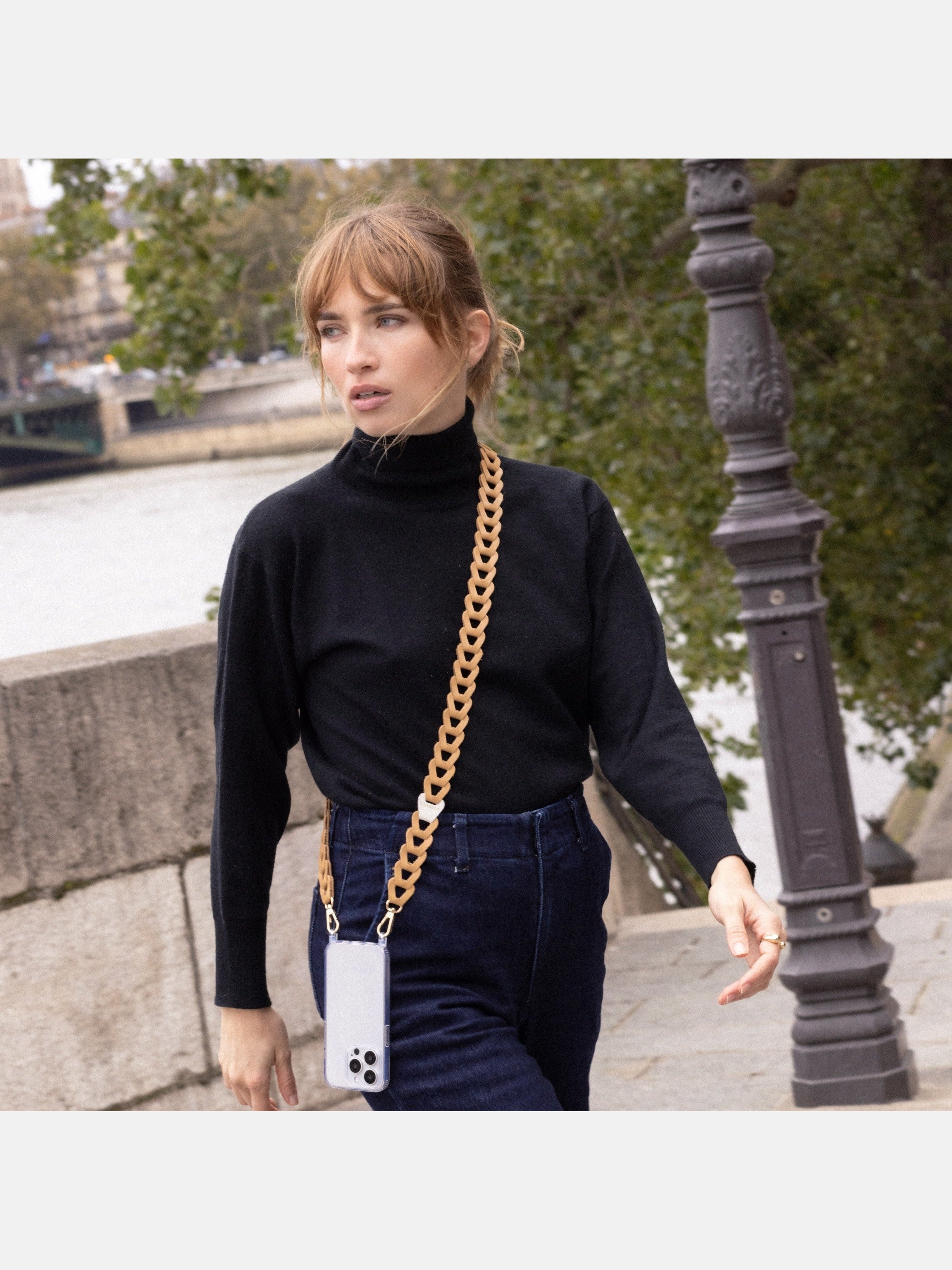 Custodia Clear + Mel Long in pelle Camel