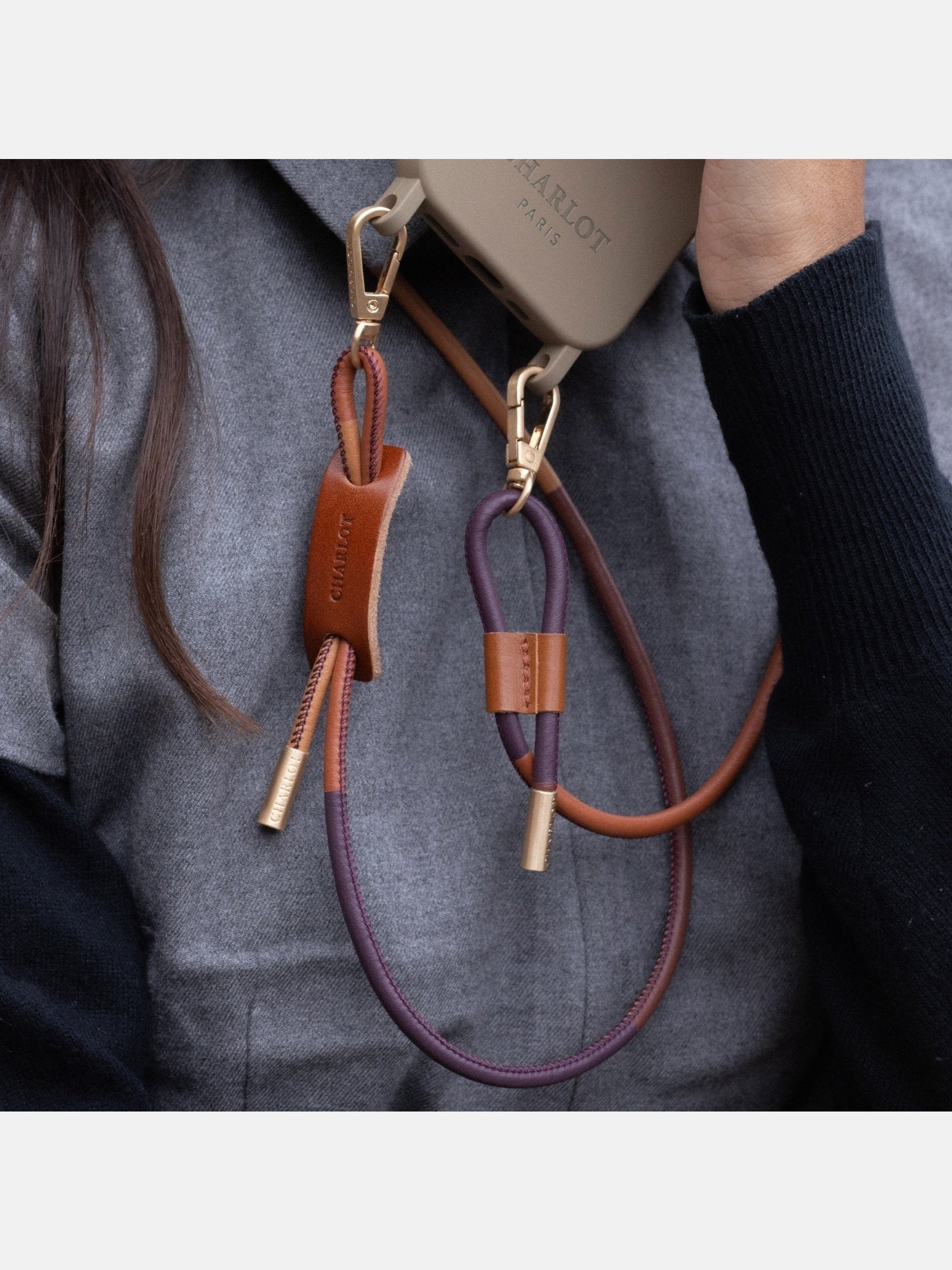Custodia trasparente + pelle Noga Cognac