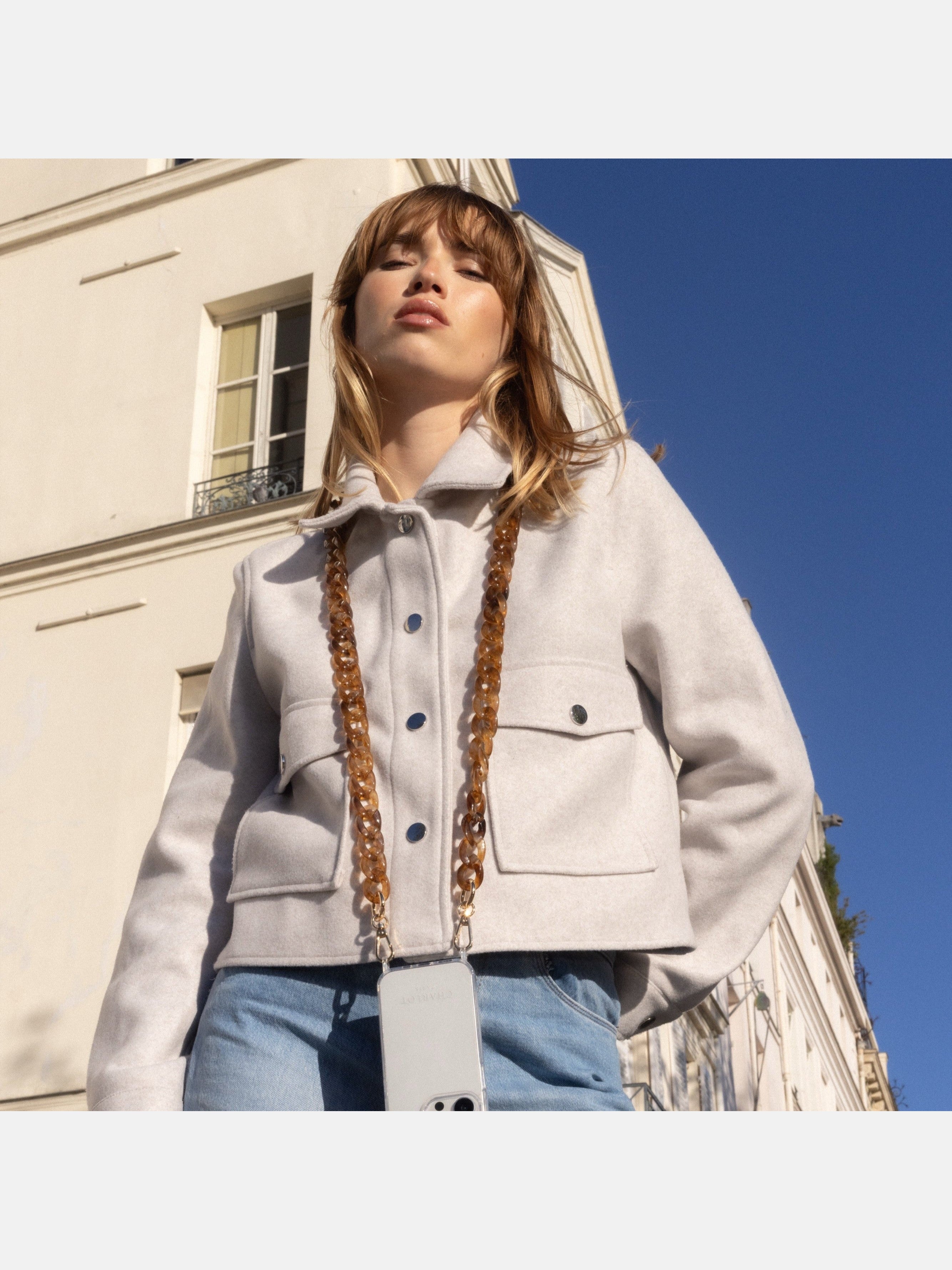 Coque Clear + Chaîne Ella Fine Noisette