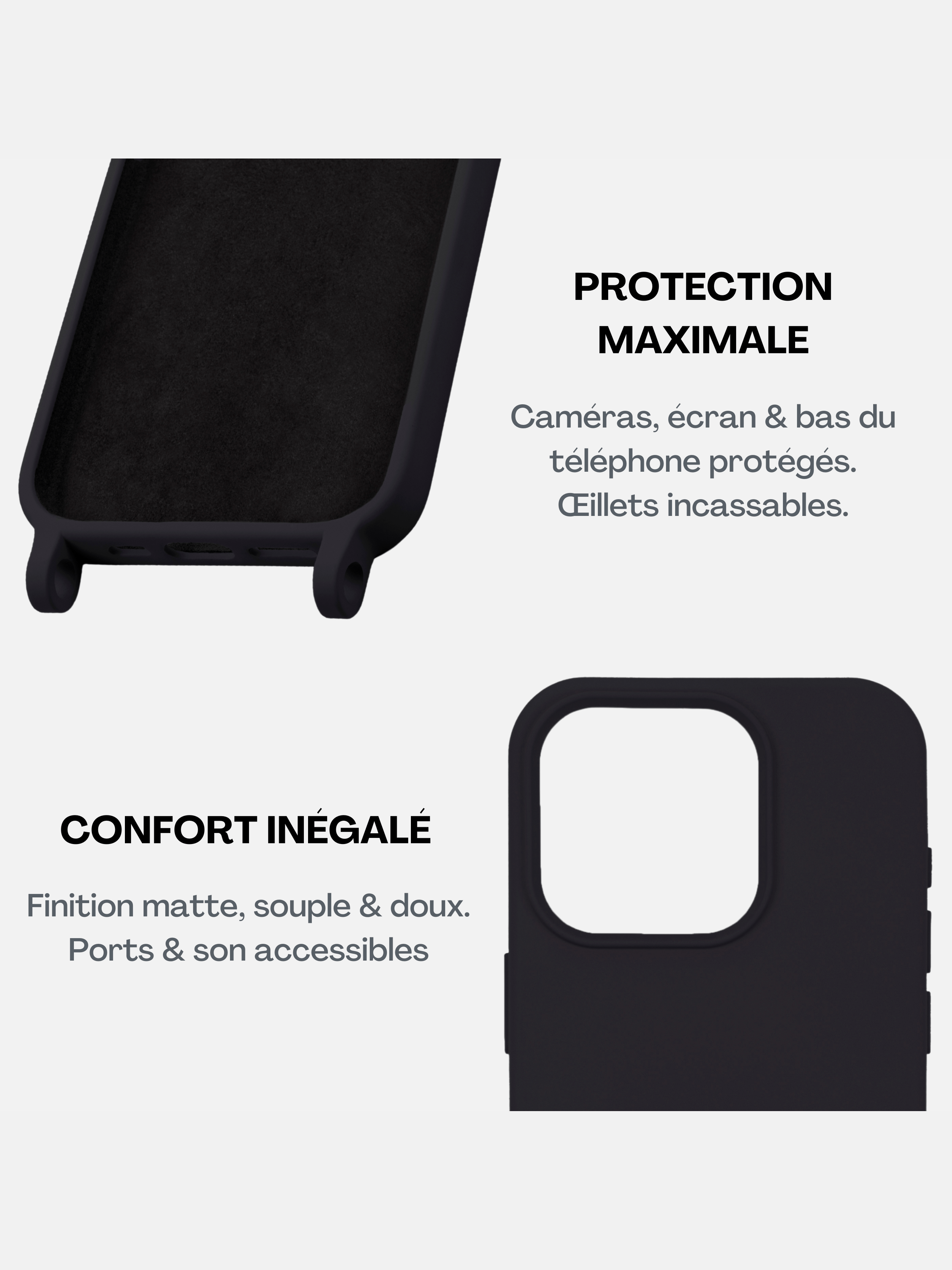 Coque Noire + Chaîne Joy Or