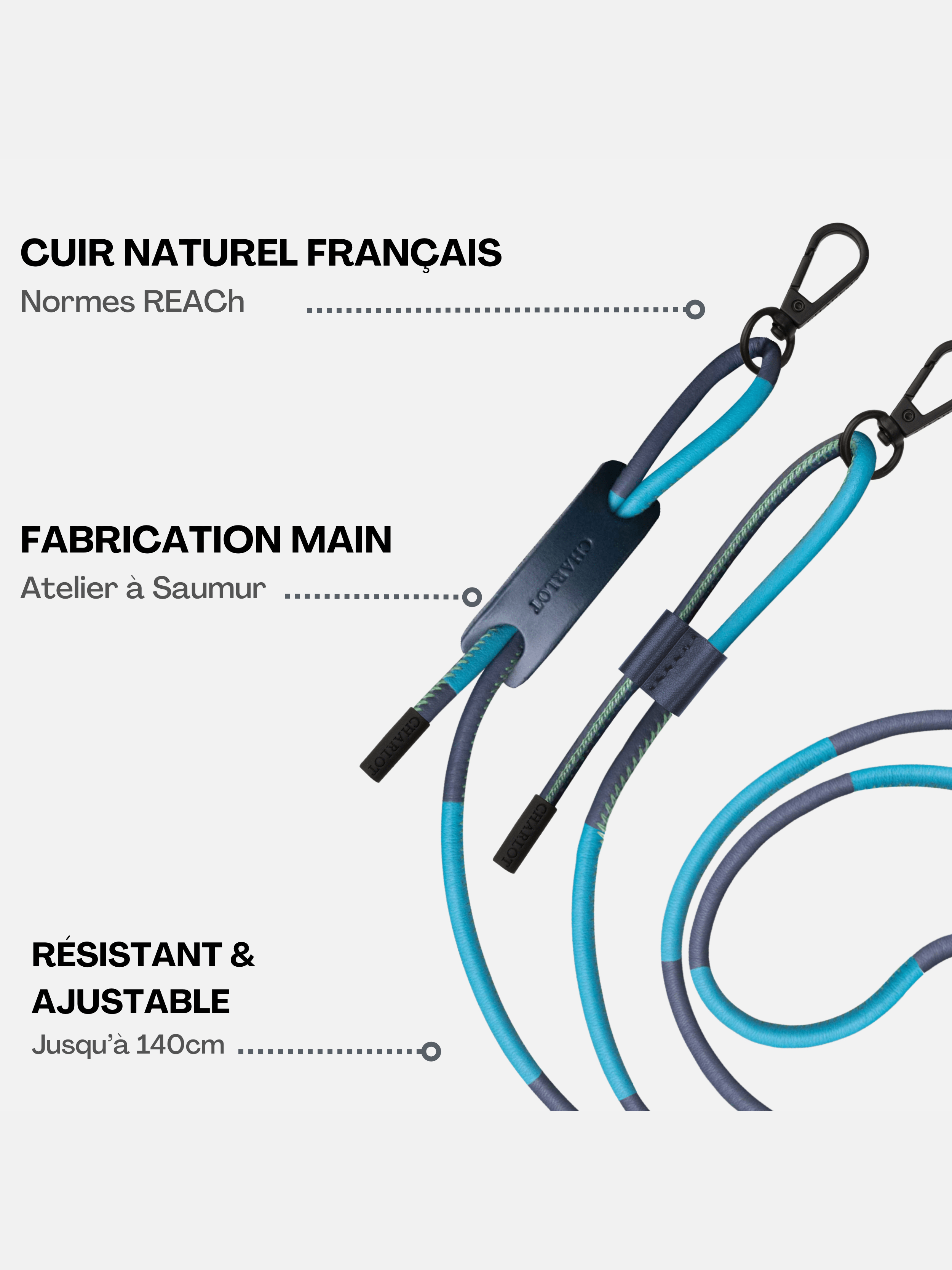 Coque Navy Blue + Noga Cuir Océan