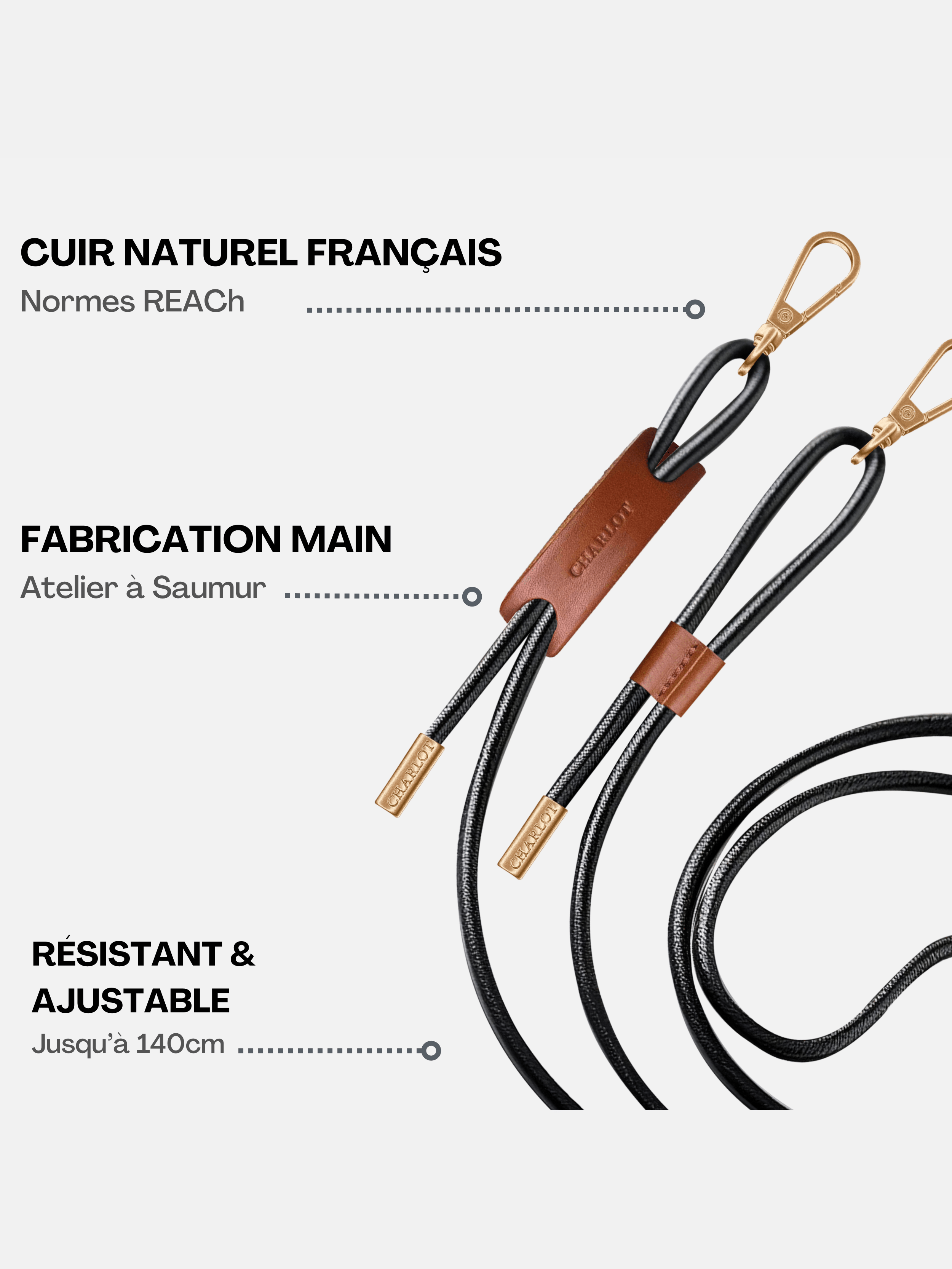 Clear + Noga Black Gold Leather Case