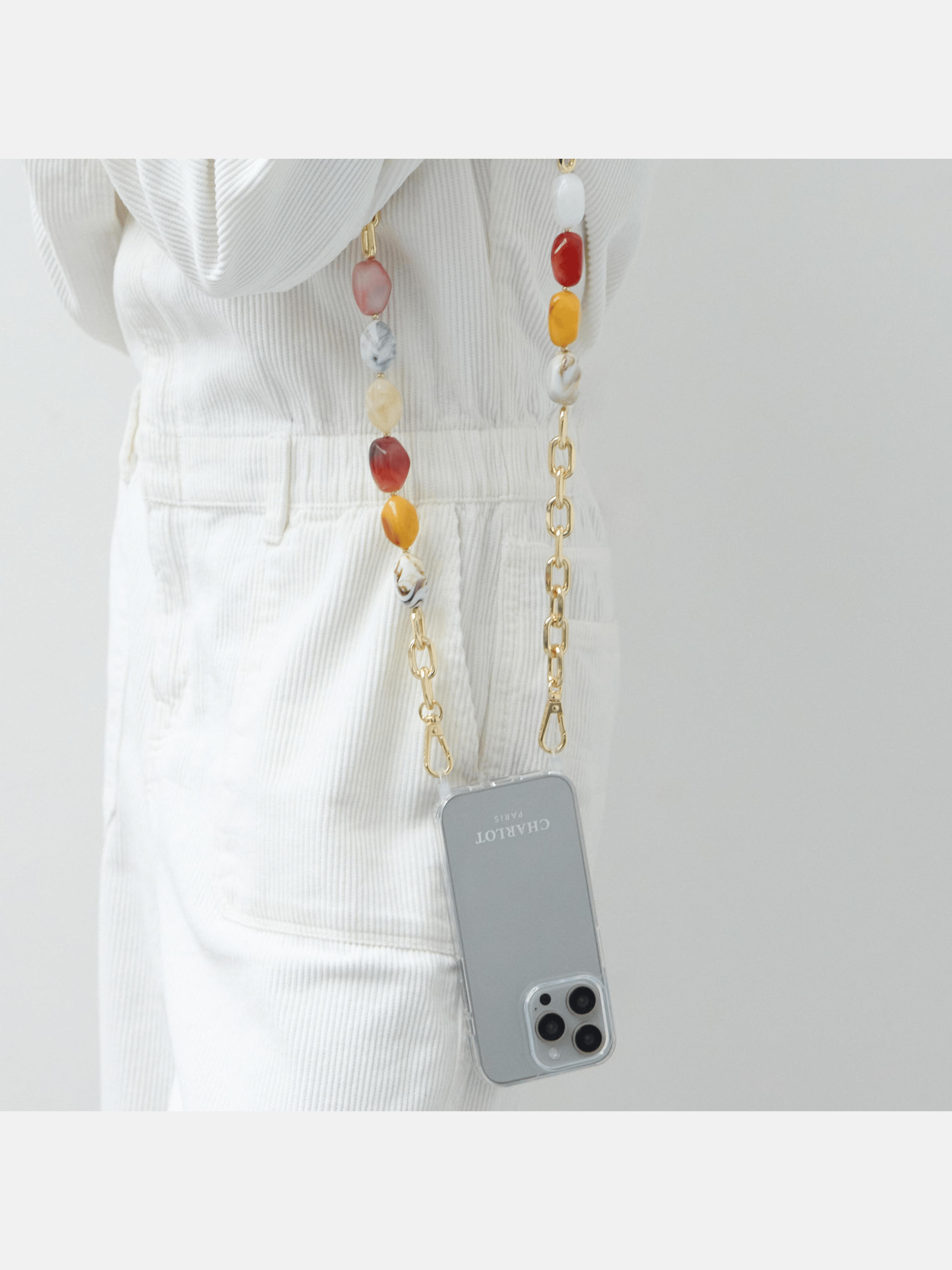 Coque Clear + Chaîne Ava Corail