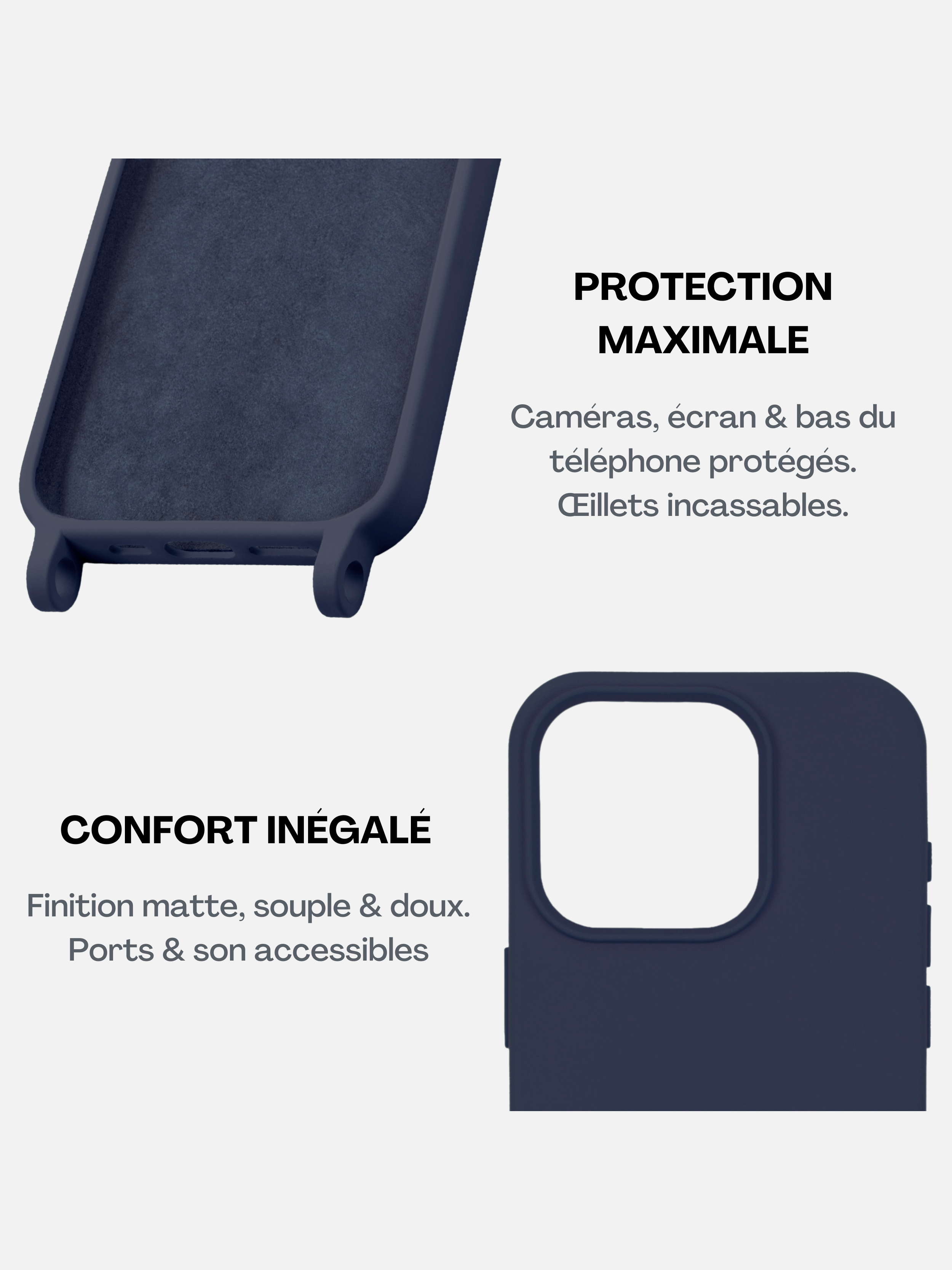 Coque Silicone Navy Blue + Lanière