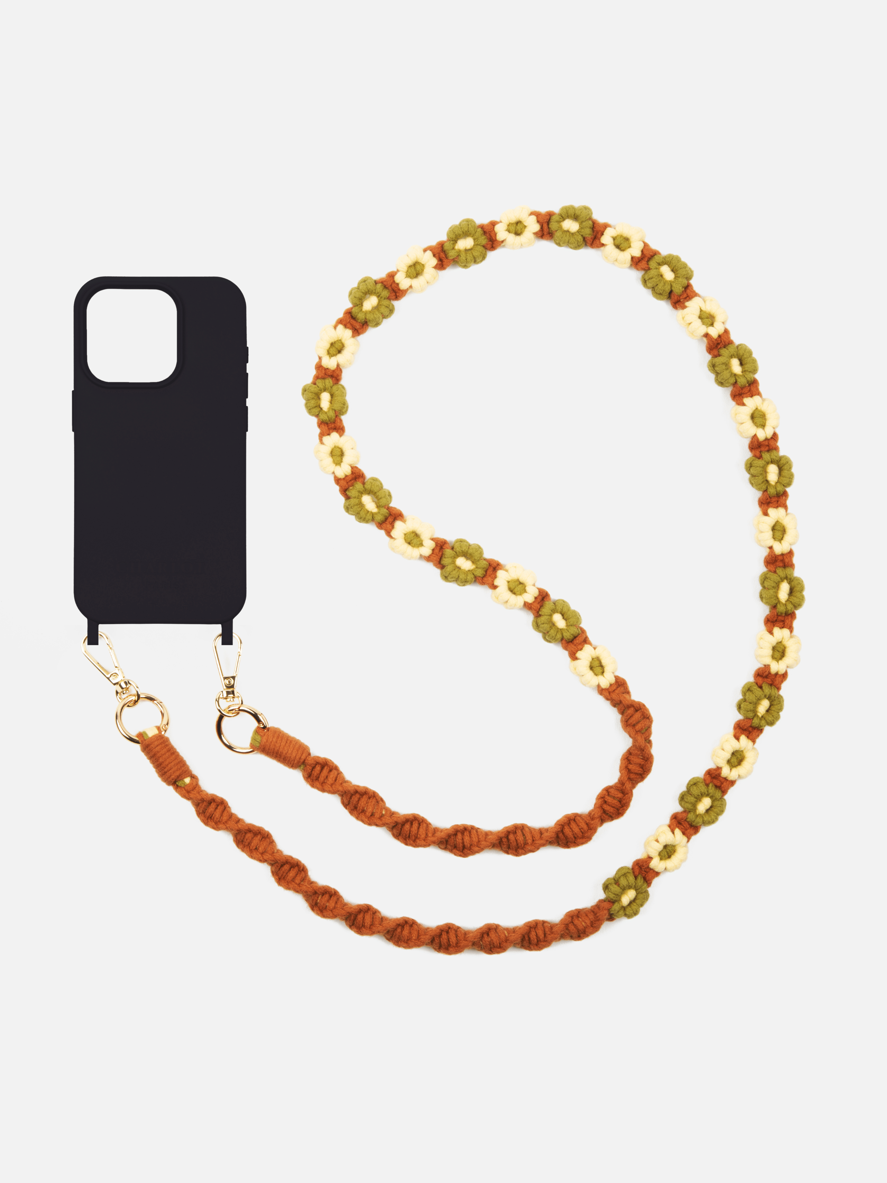 Black Shell + Khaki Flower Braid