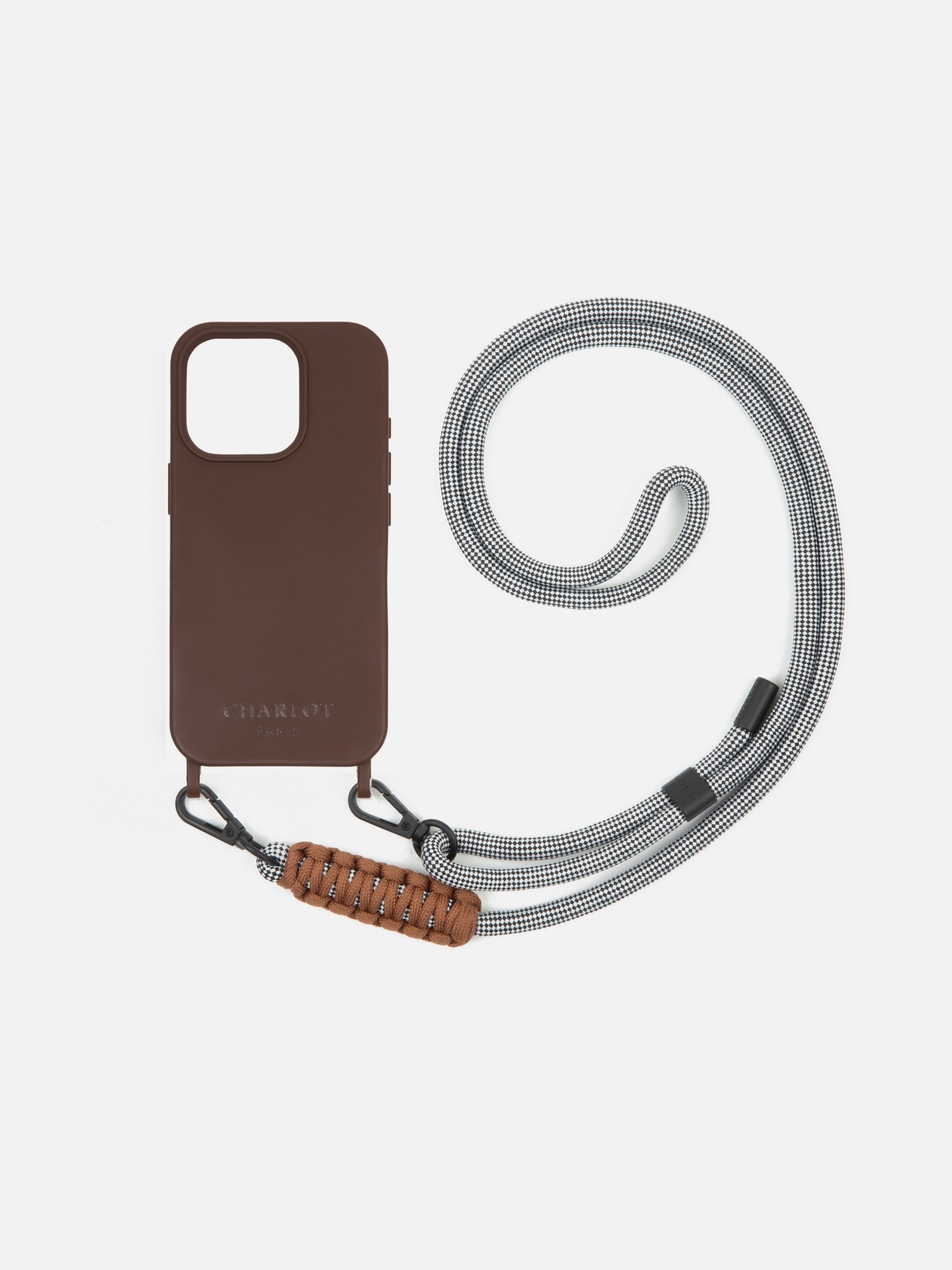 Coque Chocolat + Cordon Elie Vichy