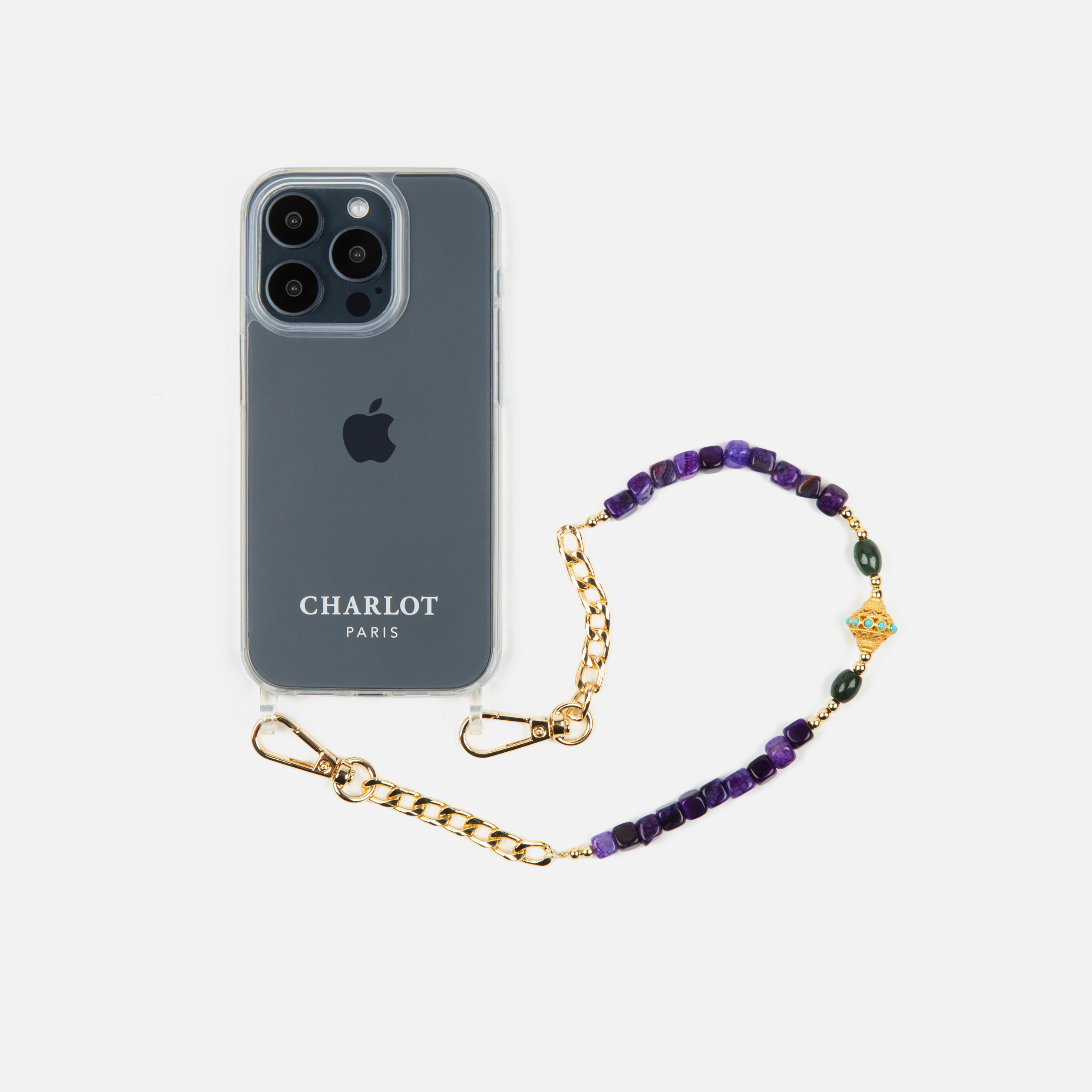 Coque Clear + Chaîne Collier JUHU Court Iris