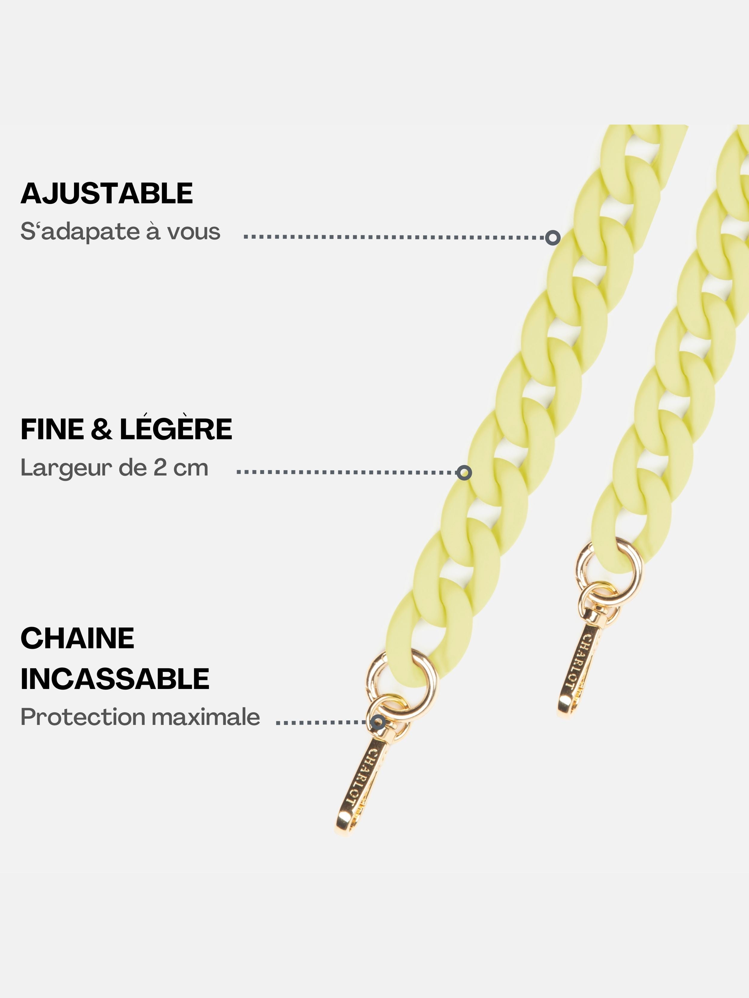 Coque Clear + Chaîne Ella Fine Lemon