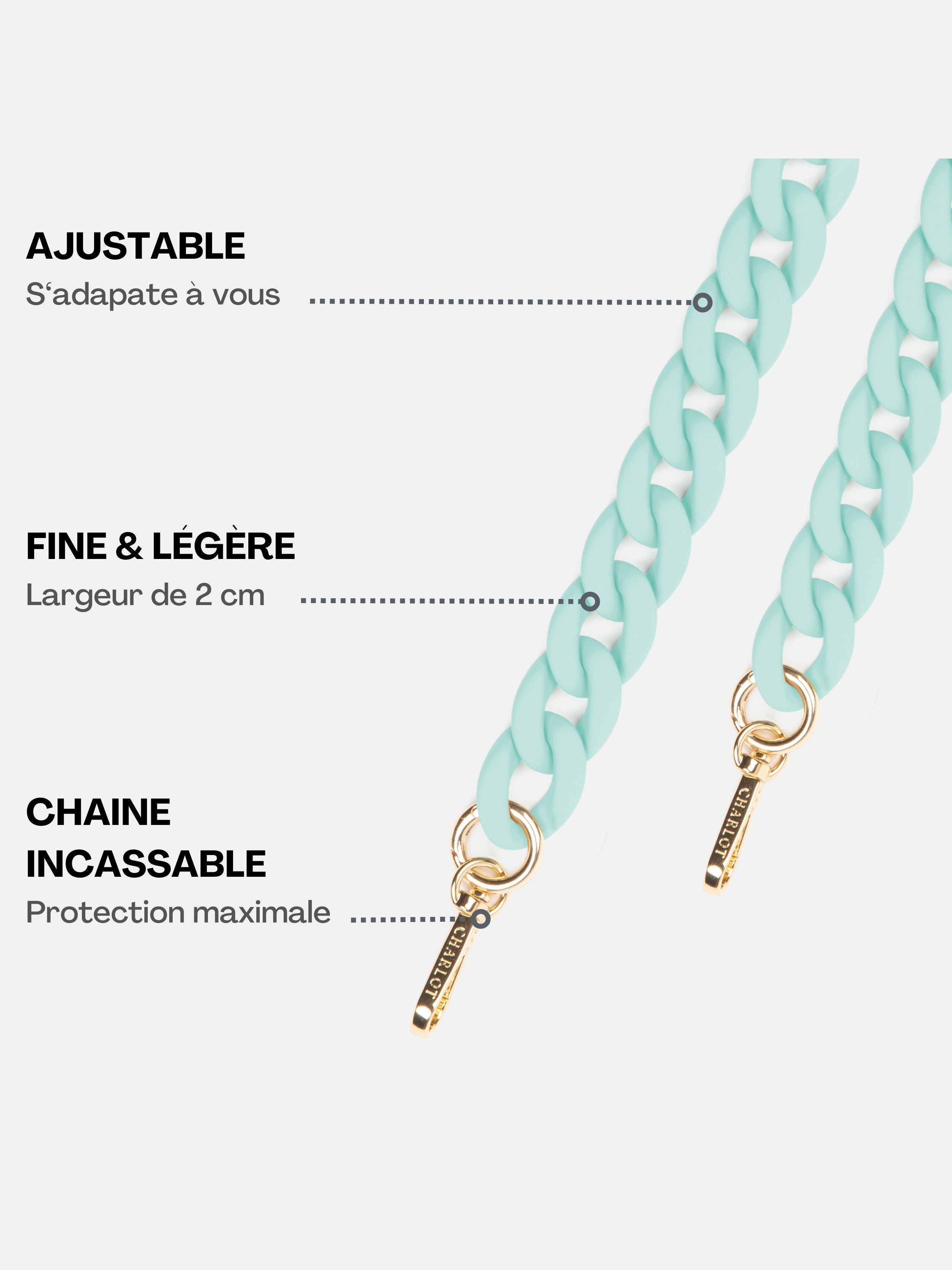 Coque Clear + Chaîne Ella Fine Mint