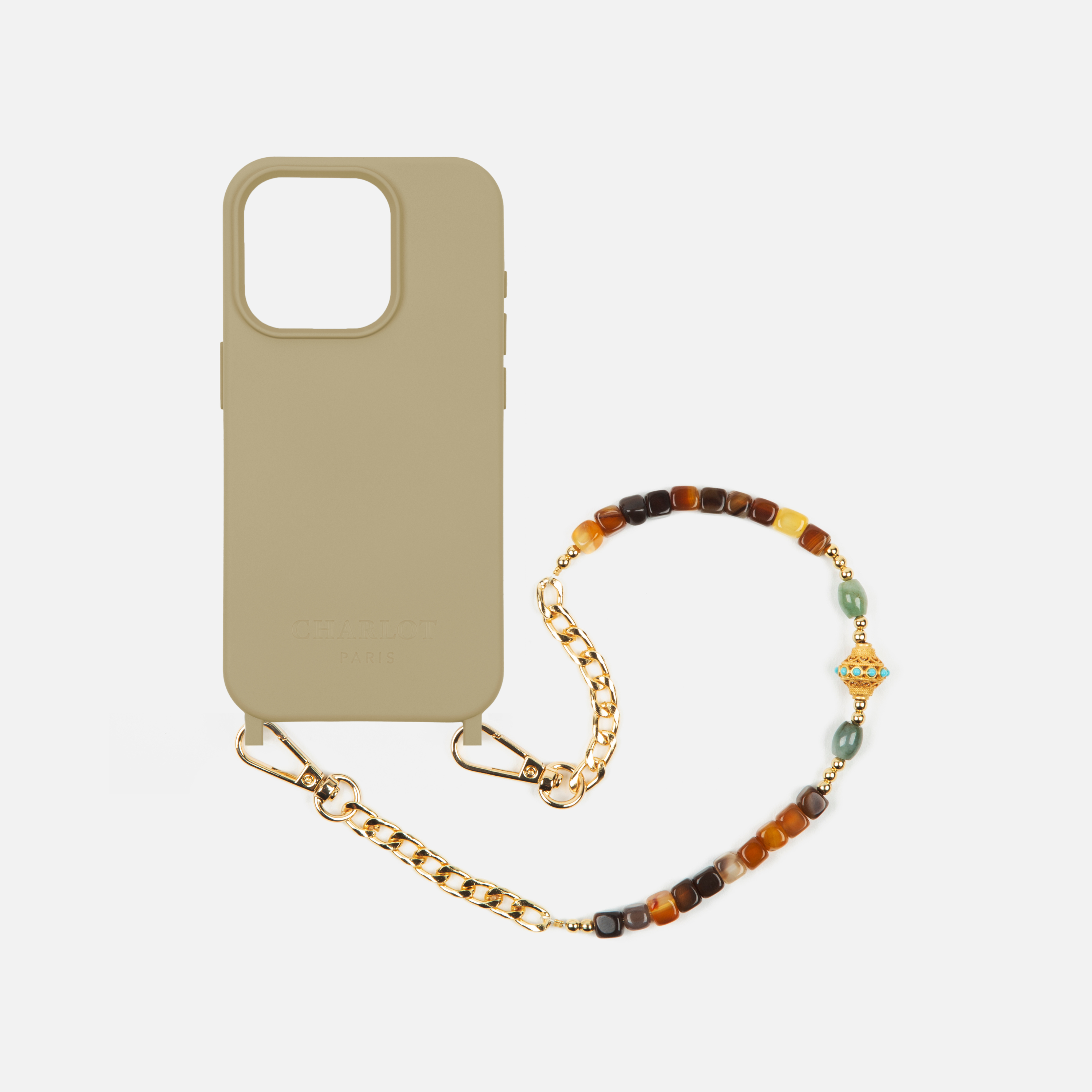 Coque Taupe + Chaîne Collier JUHU Court Terra