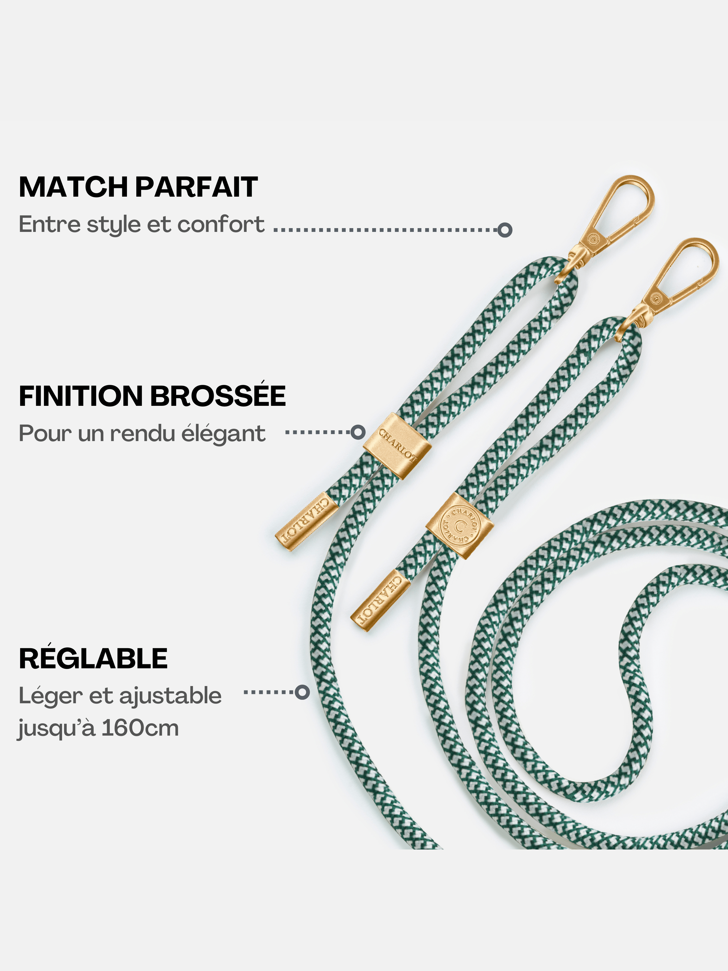 Coque Noir + Cordon Signature Chêne