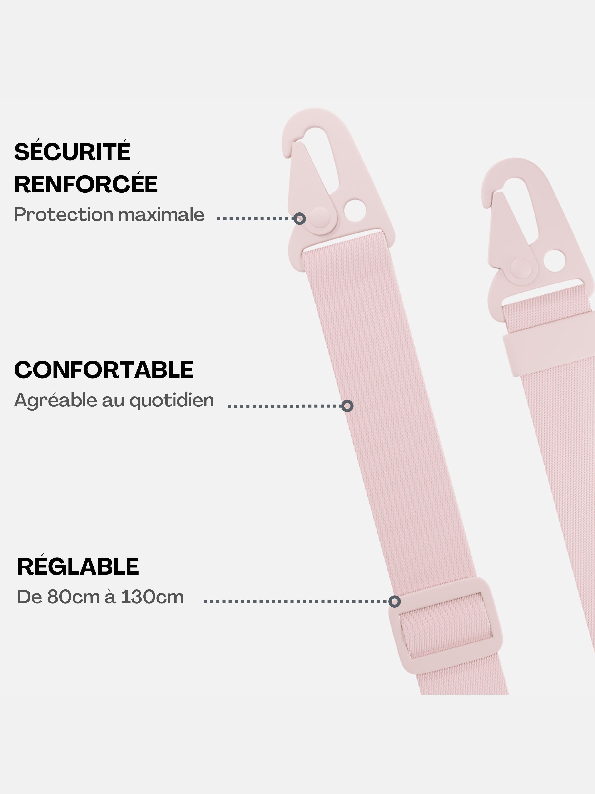 Case Clear + Lanyard Powder Pink
