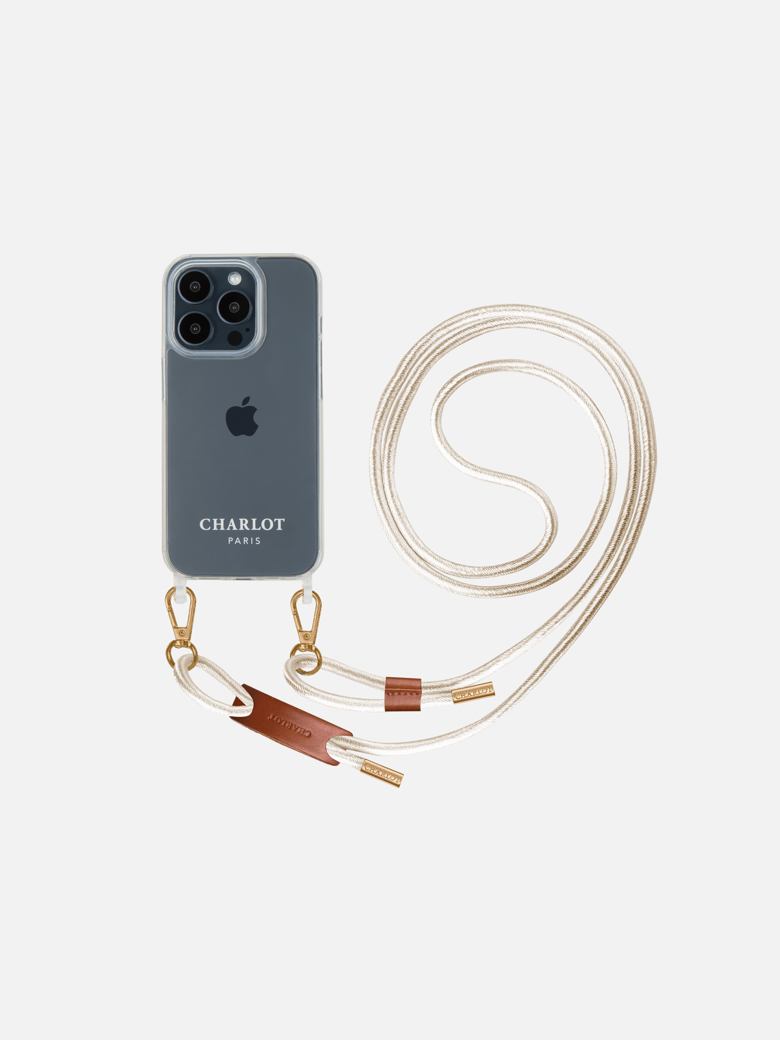 Coque Clear + Noga Cuir Or