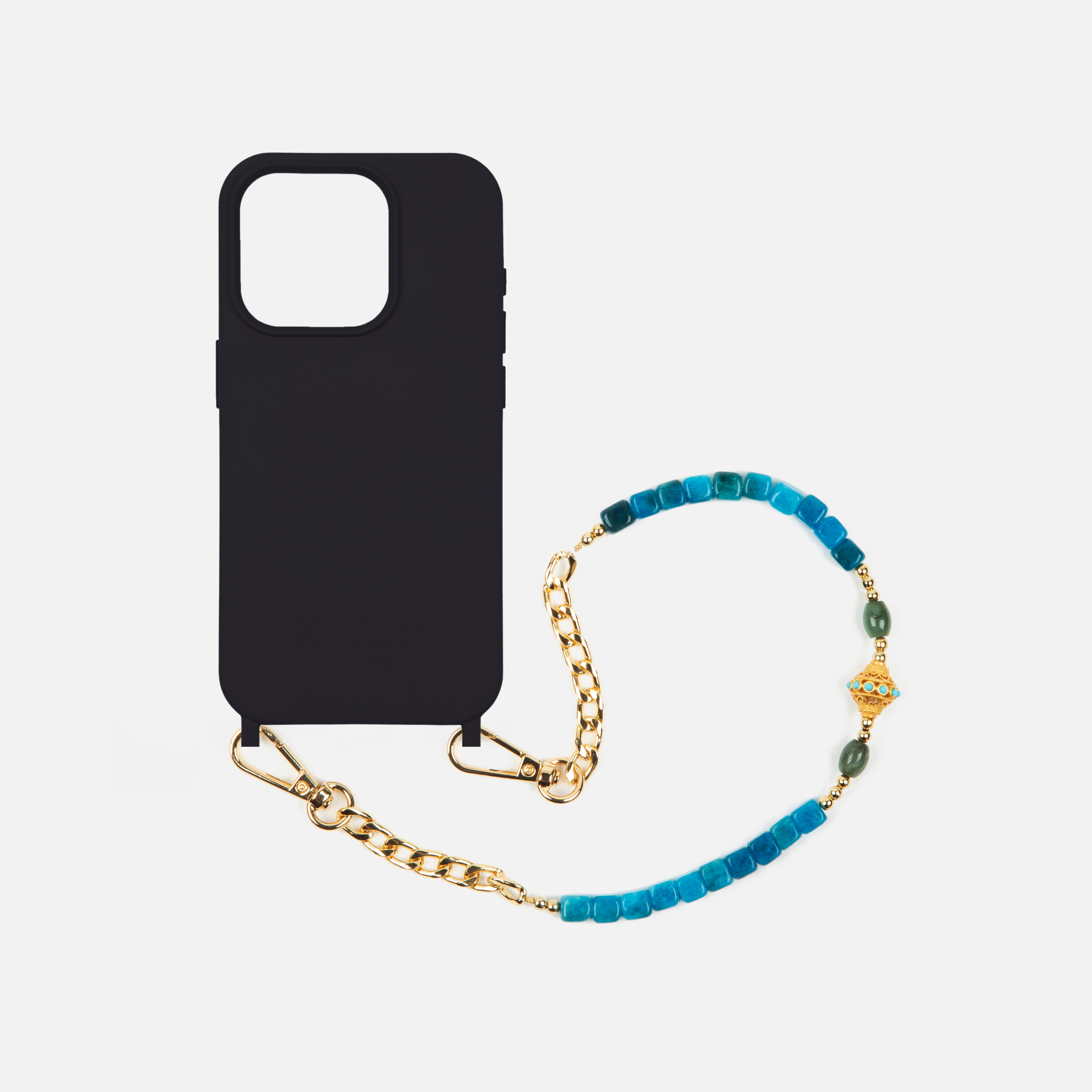 Coque Noir + Chaîne Collier JUHU Court Azur