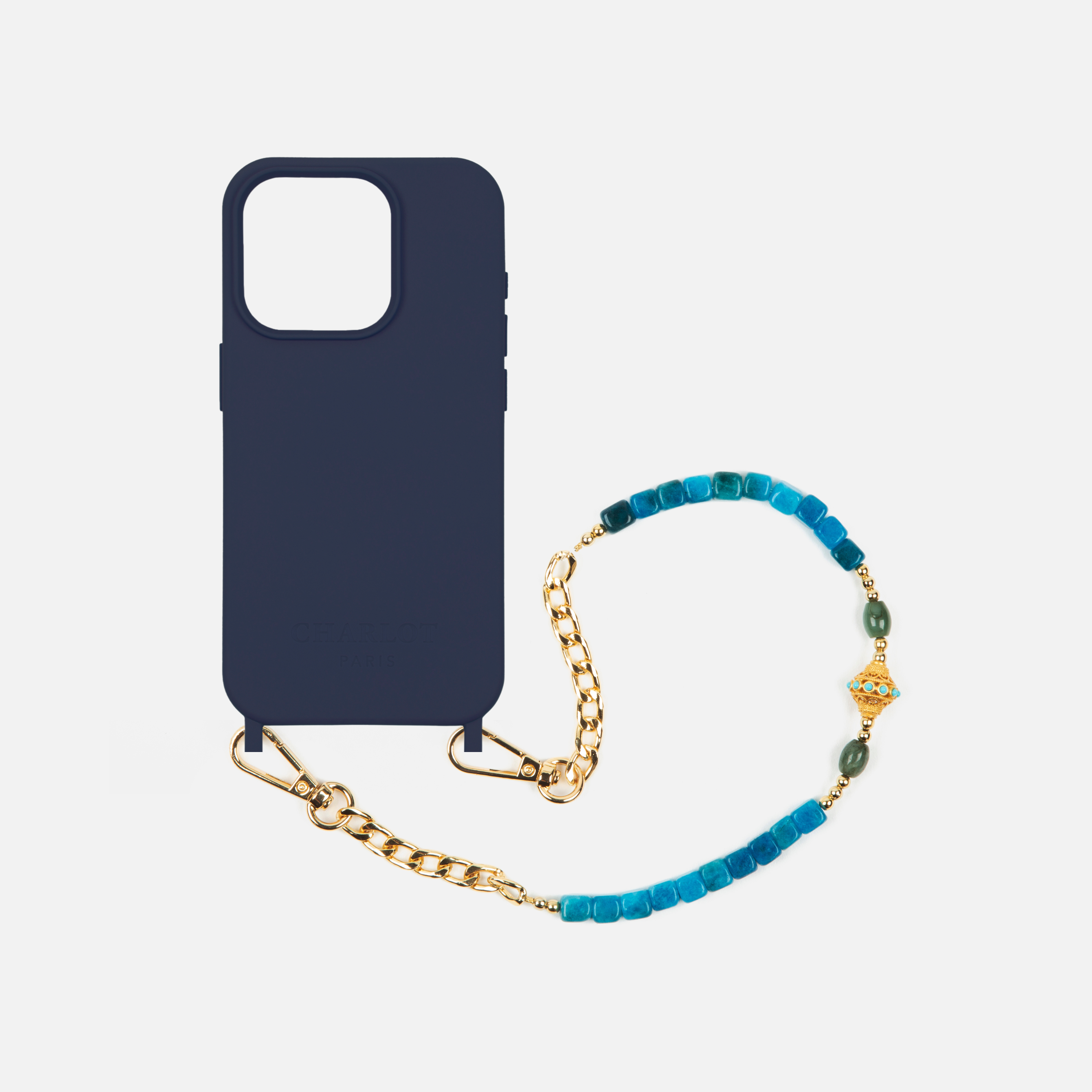 Coque Navy Blue + Chaîne Collier JUHU Court Azur