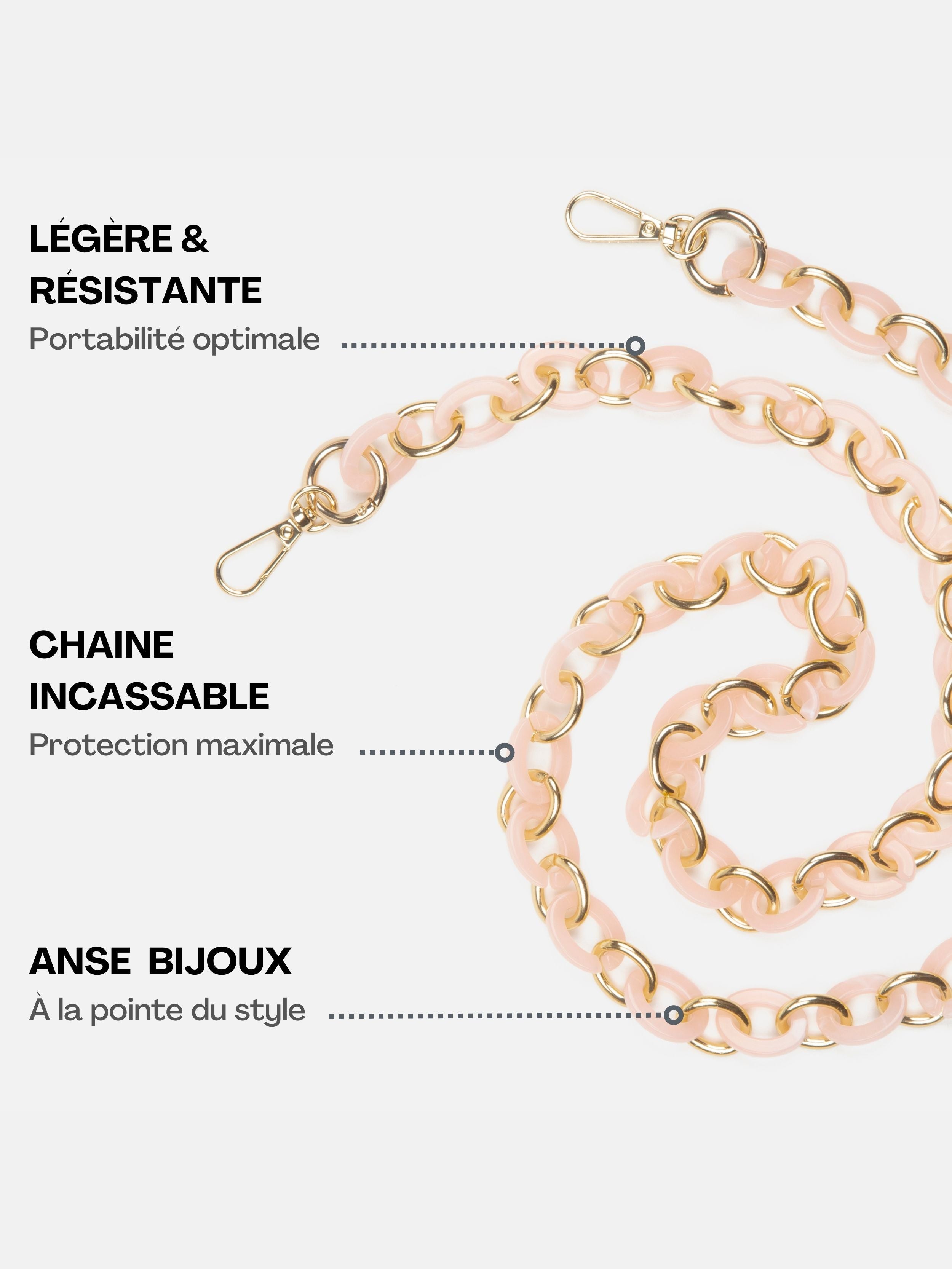 Coque Clear + Chaîne Ora Rose