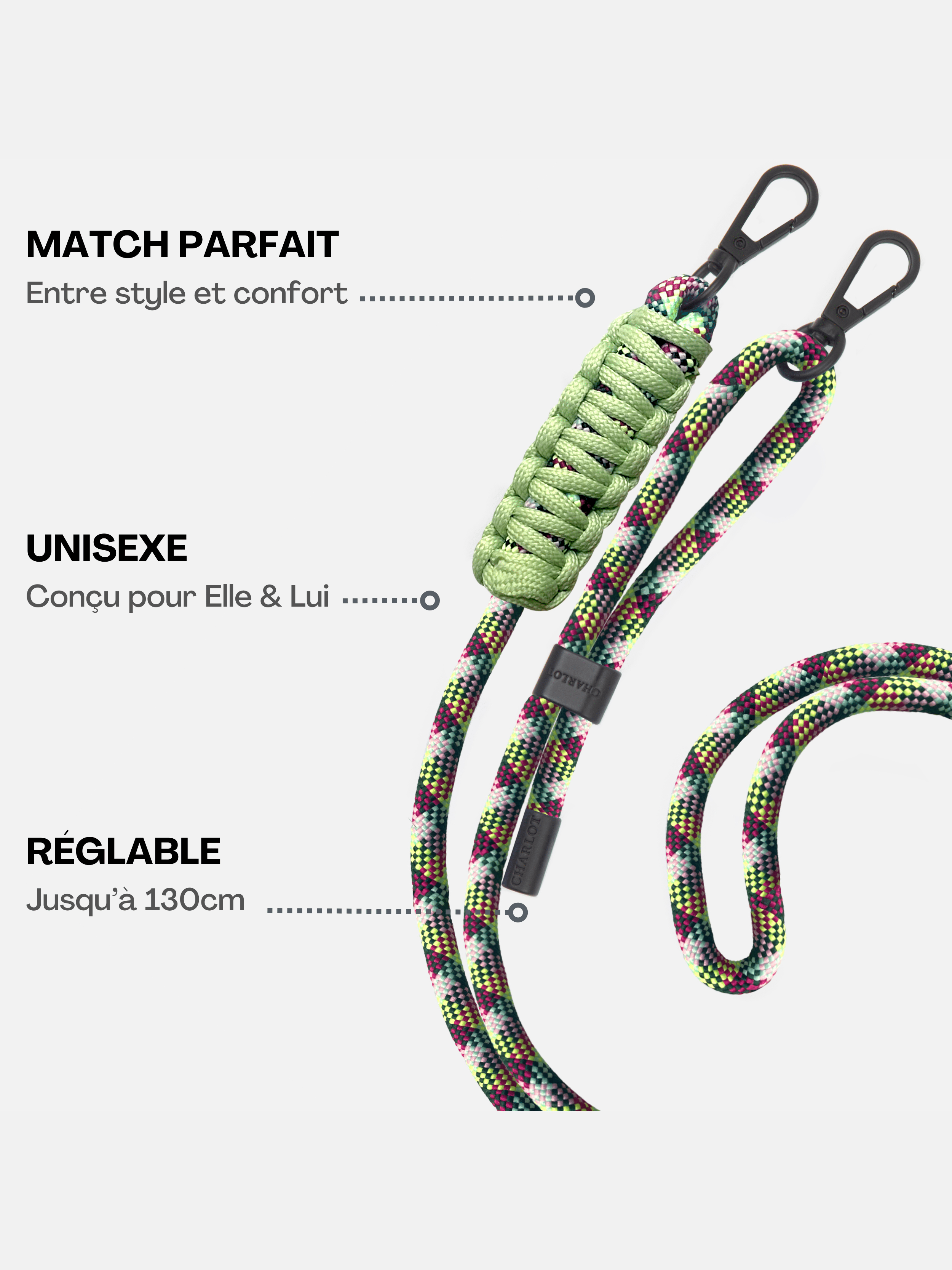 Coque Noir + Cordon Elie Rainbow