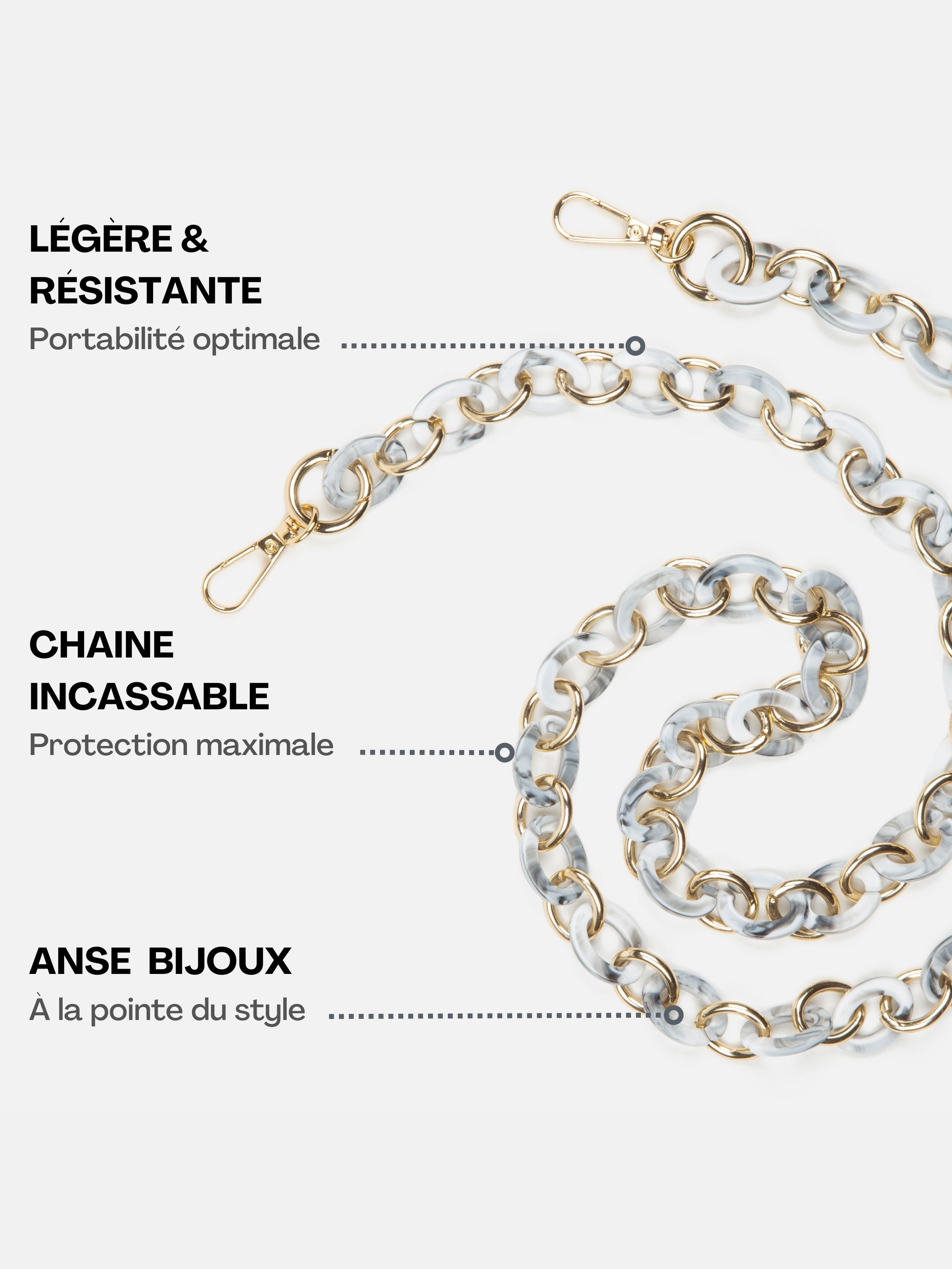 Coque Clear + Chaîne Ora Marbre