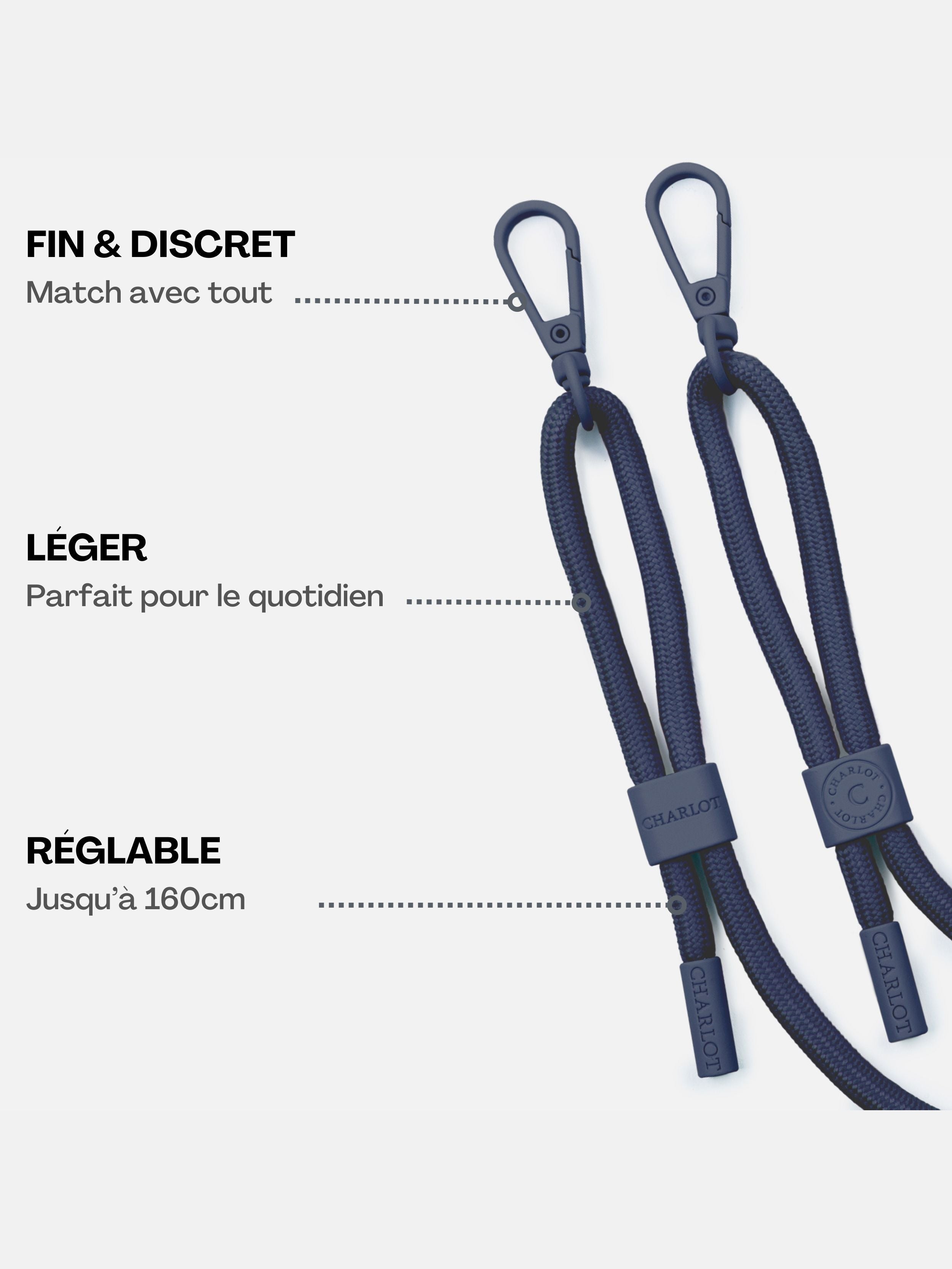 Coque Clear + Cordon Navy Blue