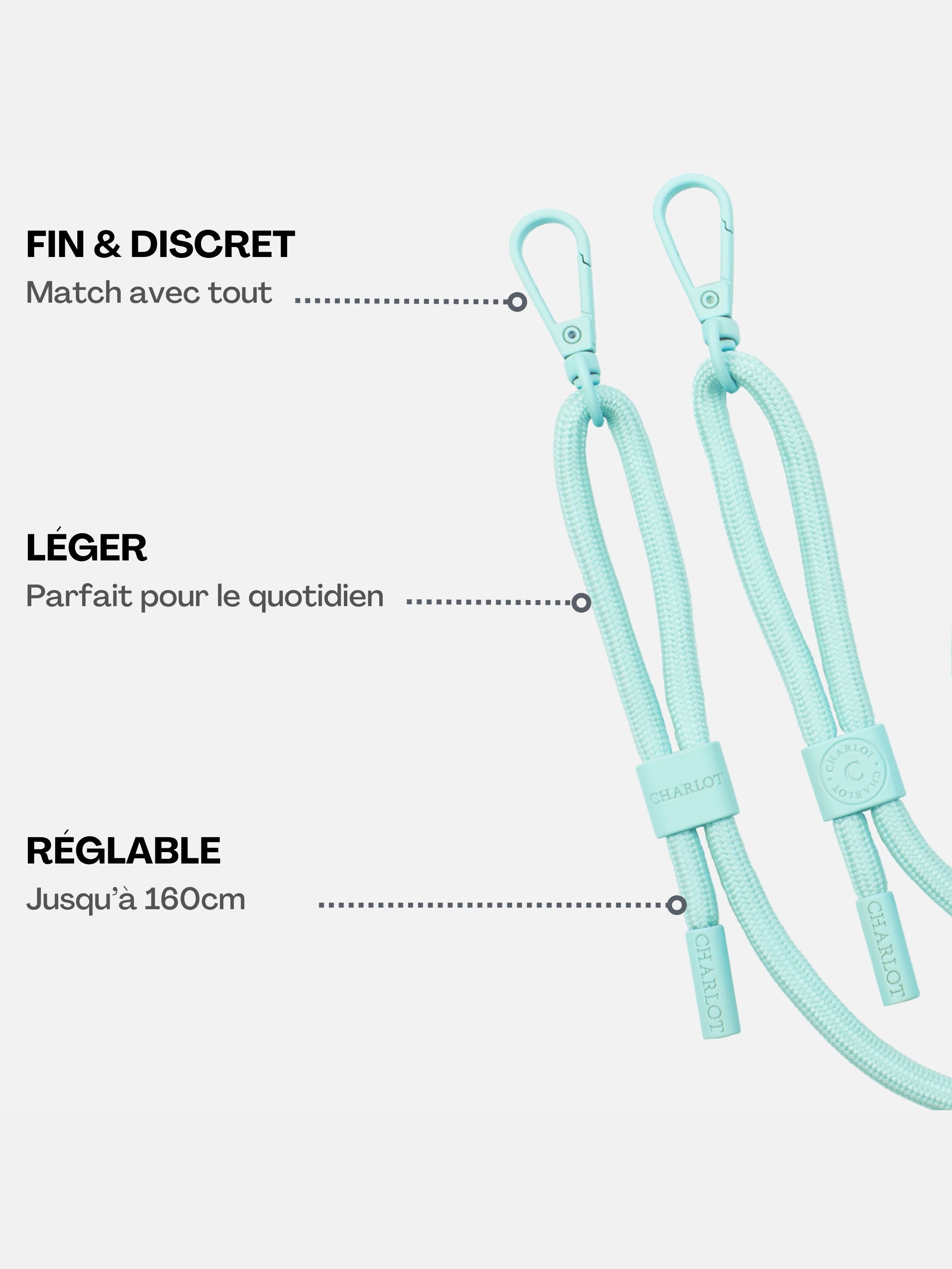 Coque Clear + Cordon Mint