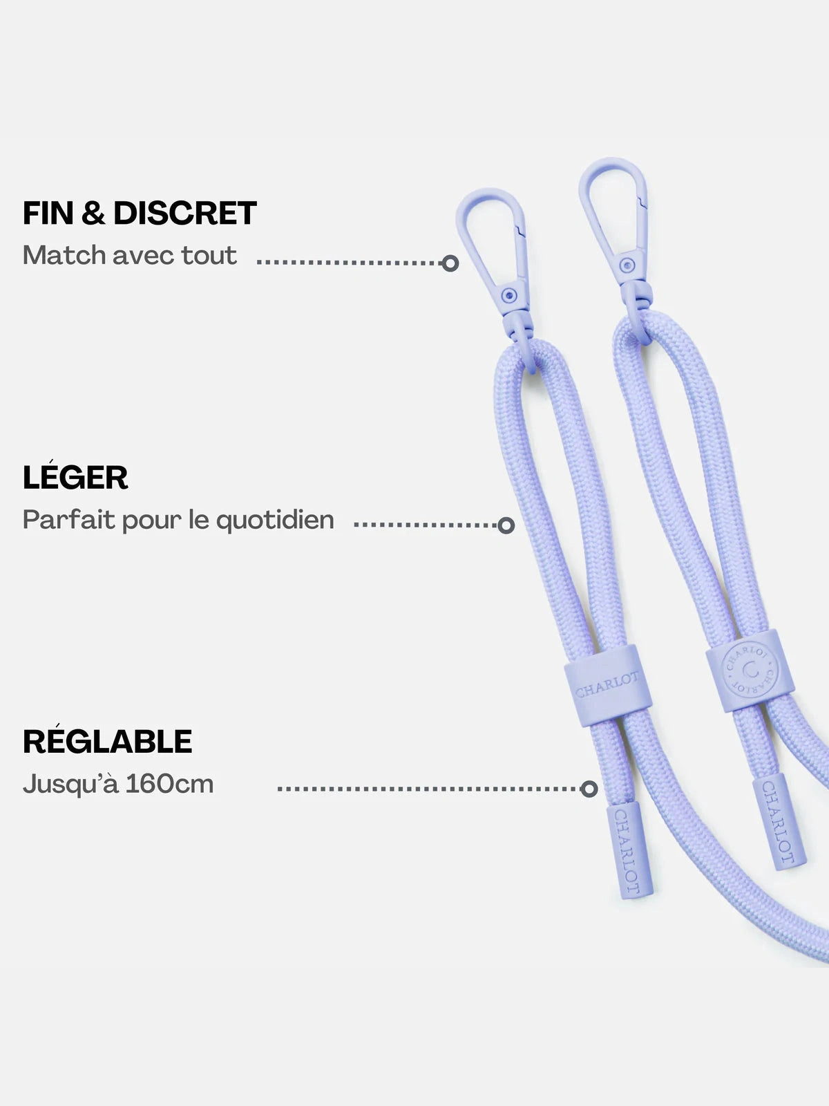 Coque Clear + Cordon Lavender