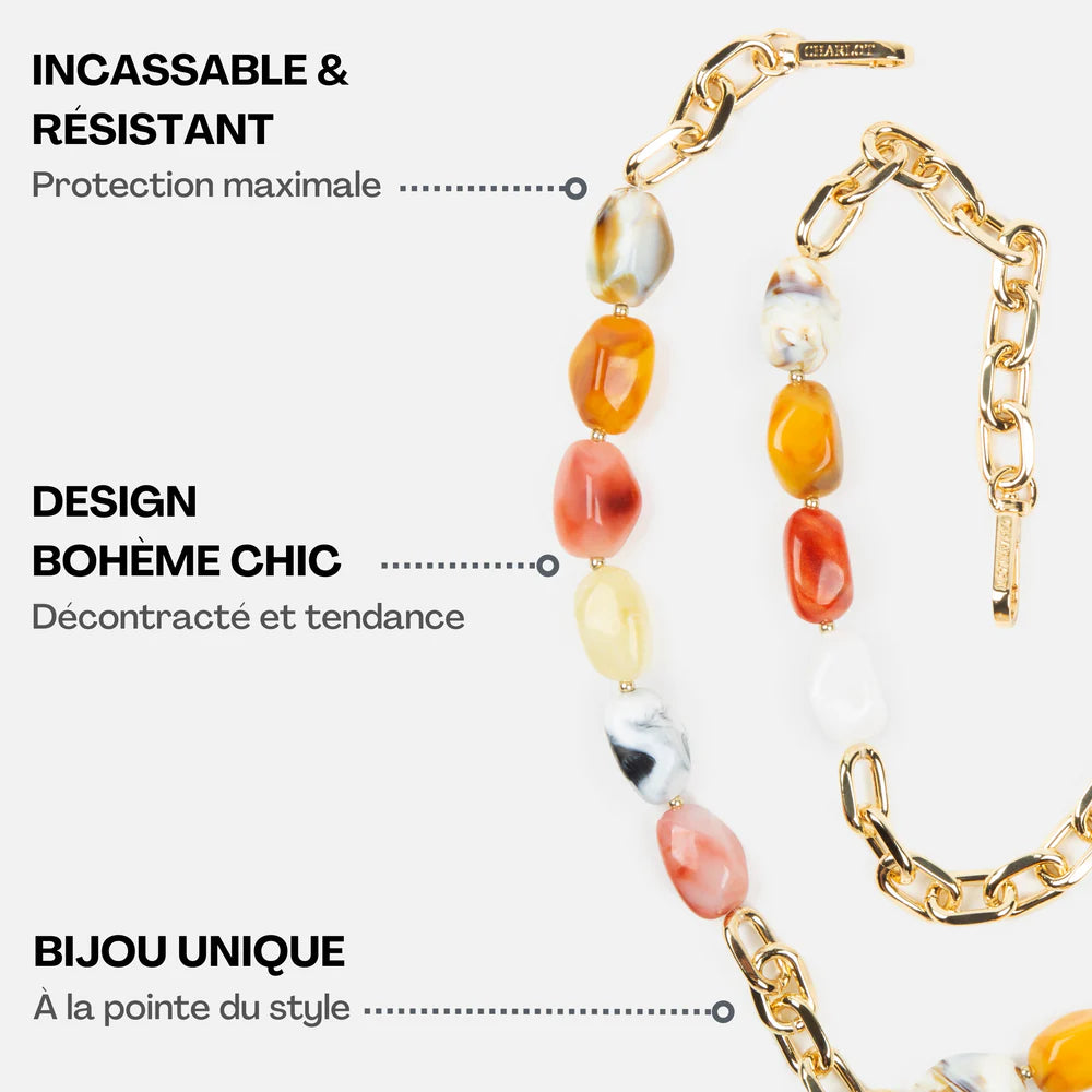 Coque Miroir + Chaîne Ava Corail
