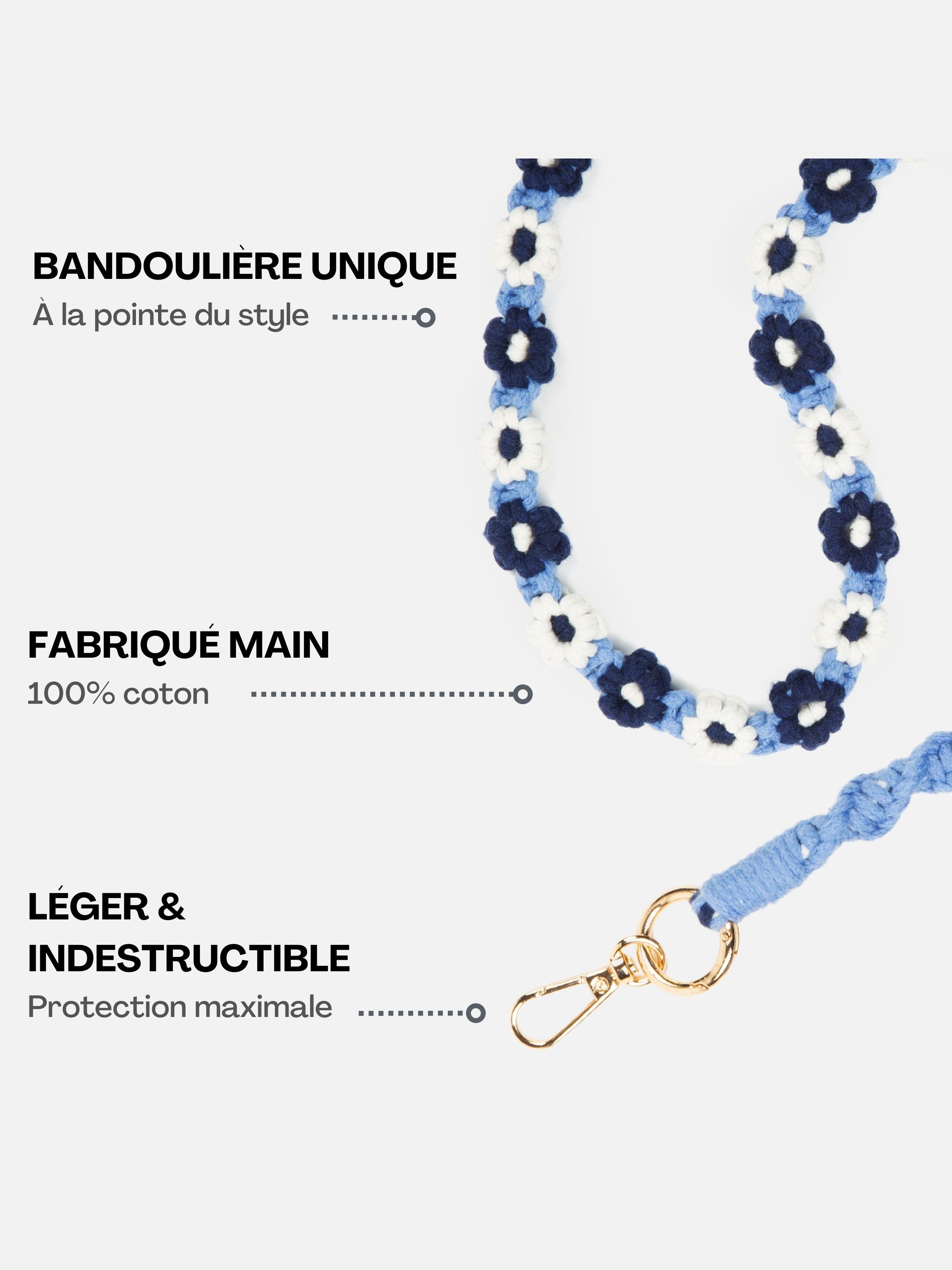 Navy Blue Shell + Navy Flower Braid