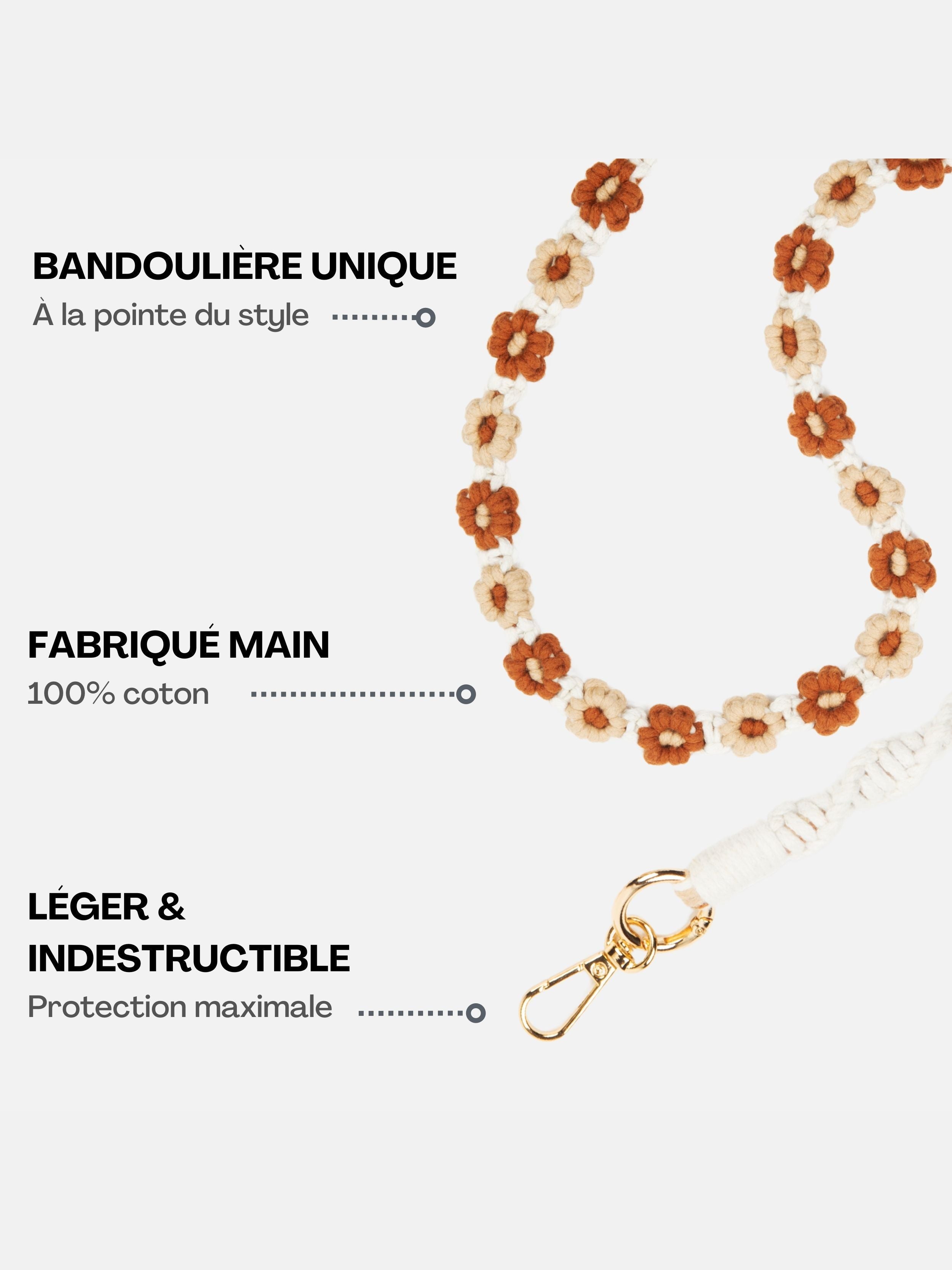 Coque Taupe + Tressé Fleur Camel