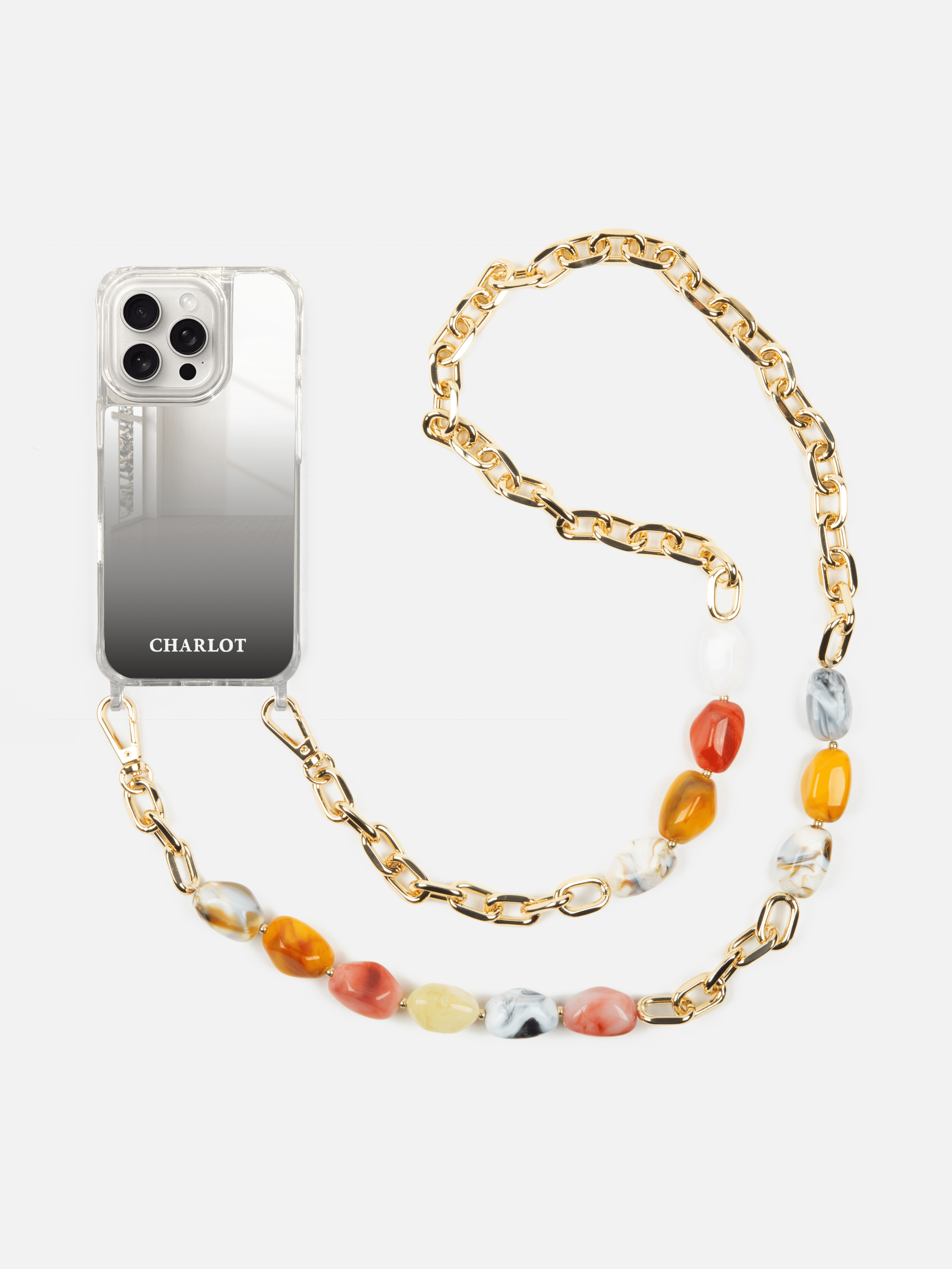 Coque Miroir + Chaîne Ava Corail