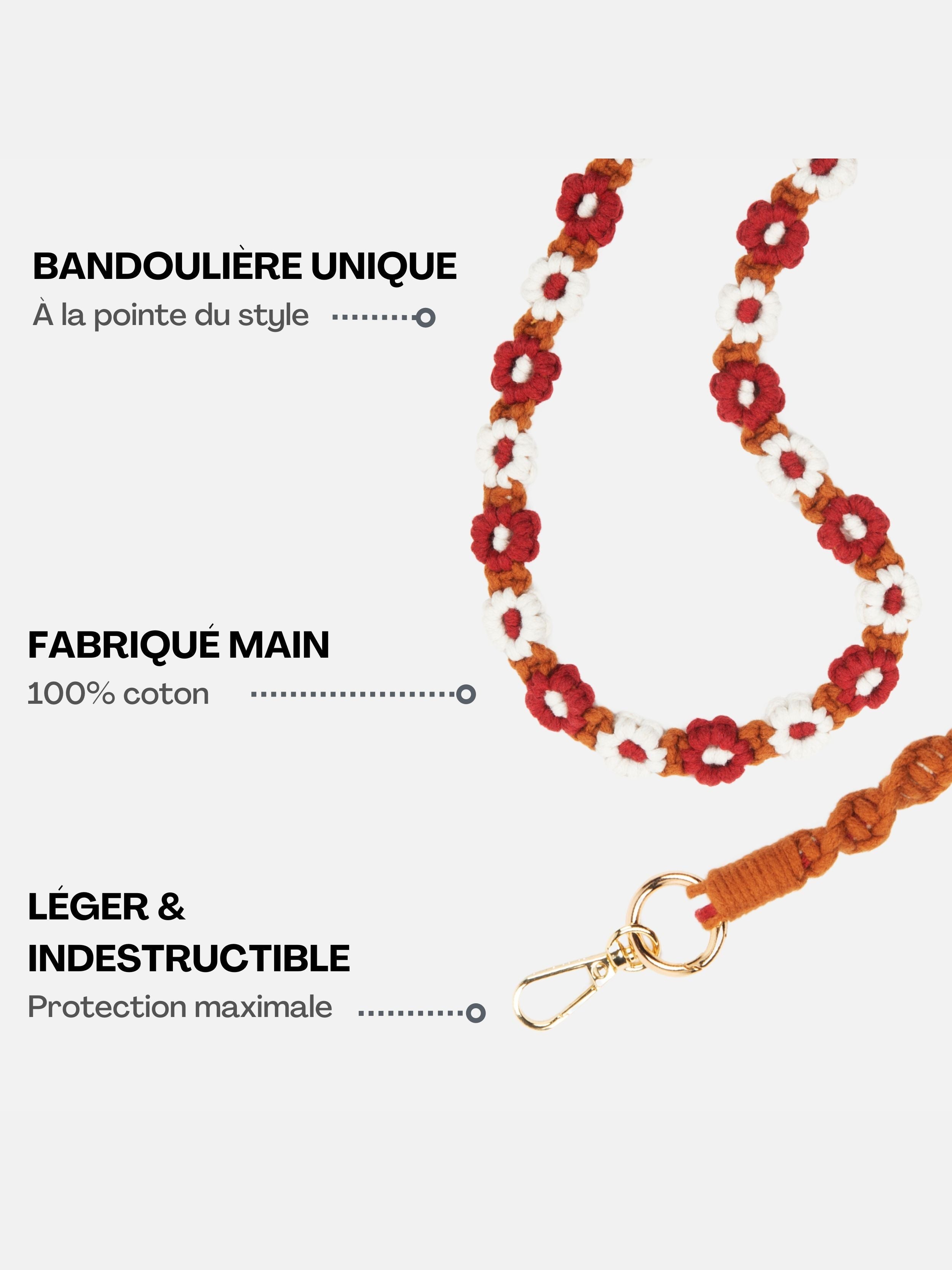 Coque Noire + Tressé Fleur Burgundy
