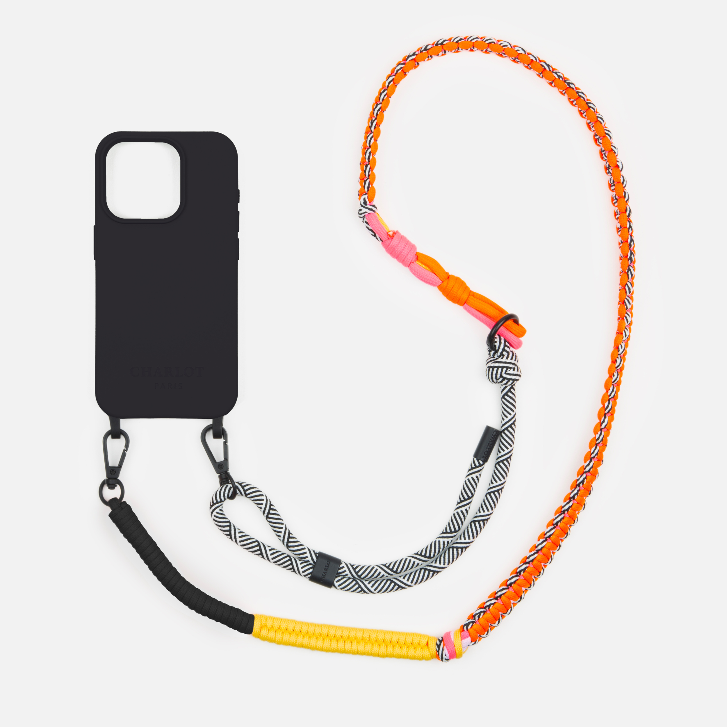 Coque Noir + Bandoulière Twist Zèbre