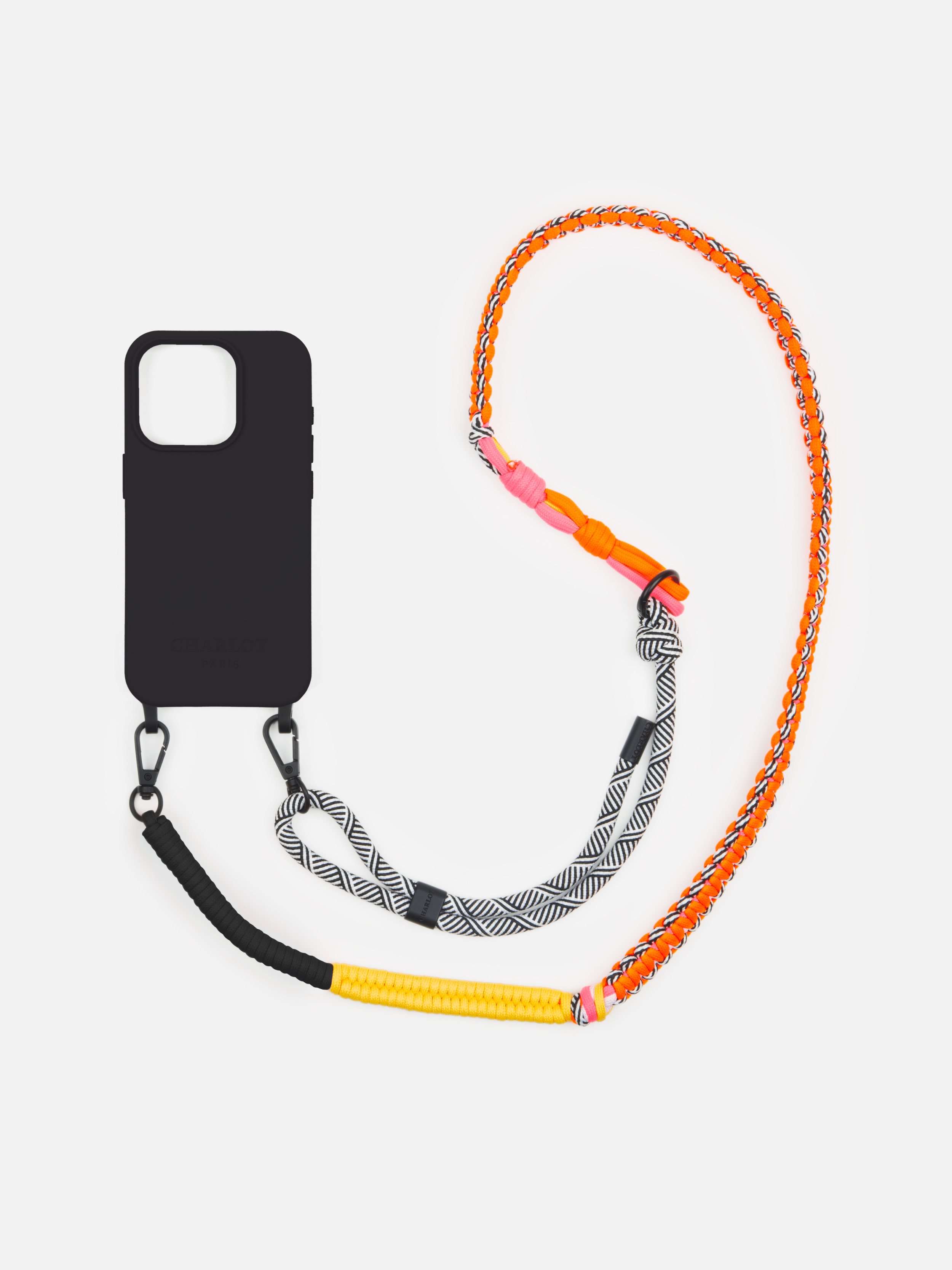 Coque Noir + Bandoulière Twist Zèbre