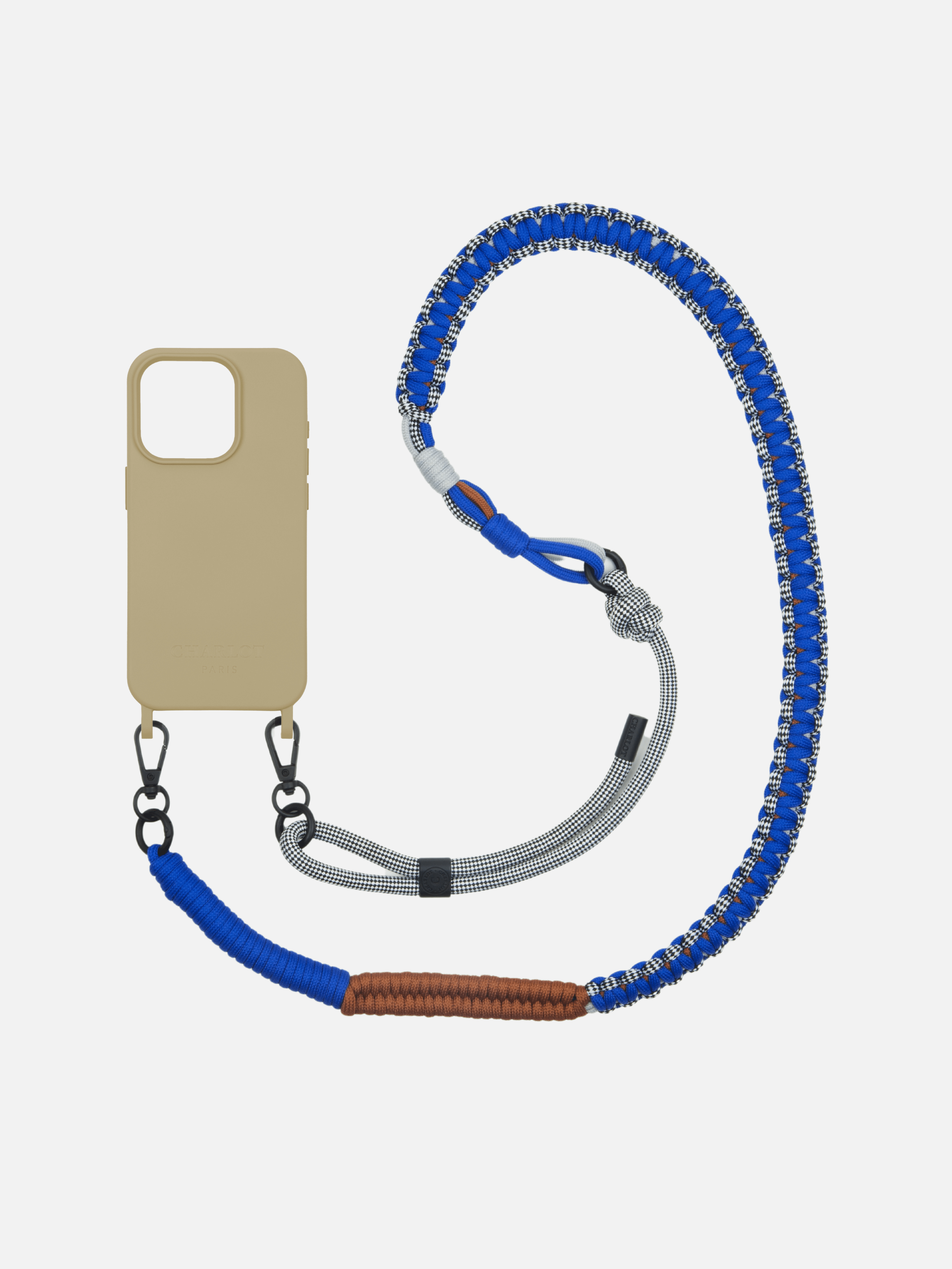 Coque Taupe + Bandoulière Twist Vichy