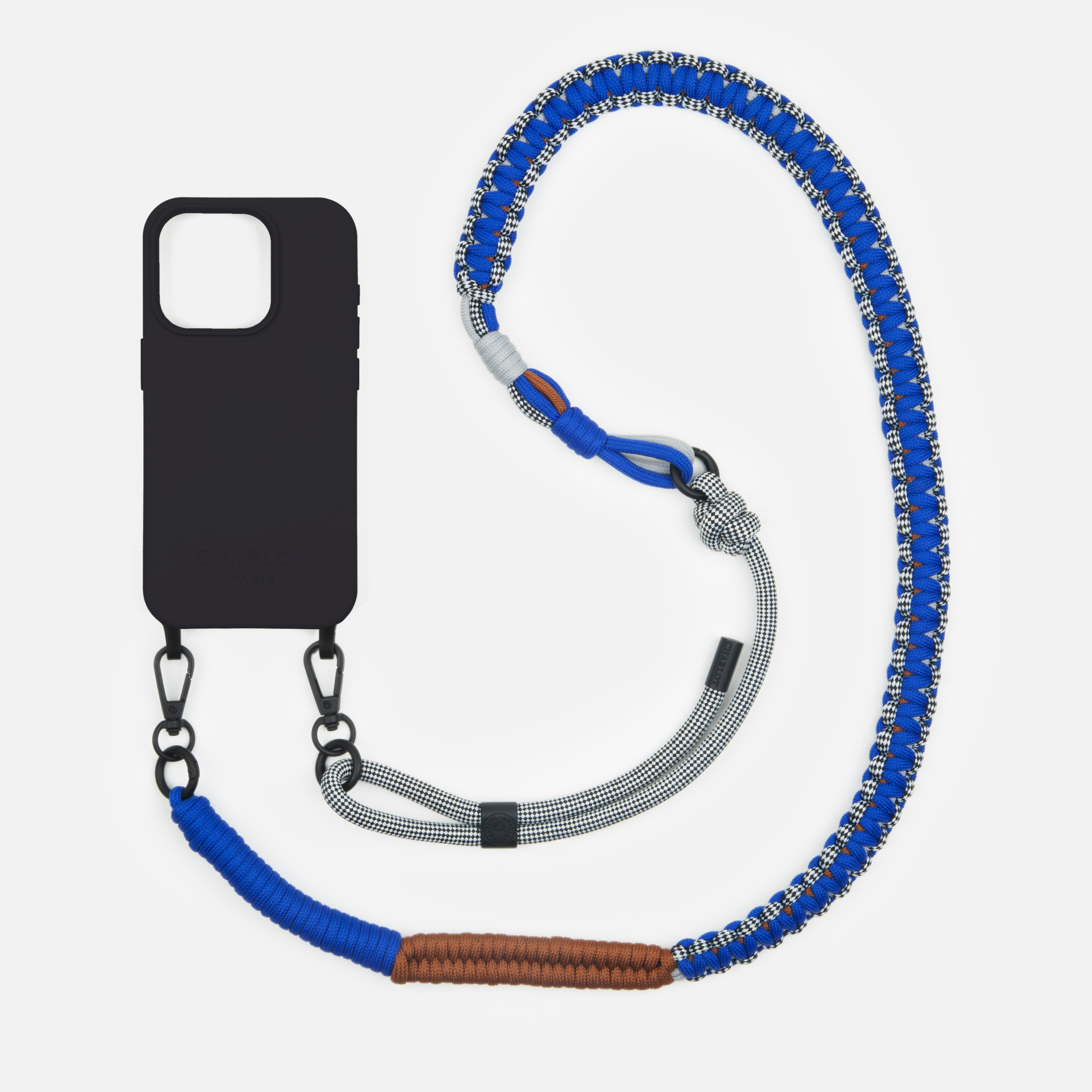 Coque Noir + Bandoulière Twist Vichy