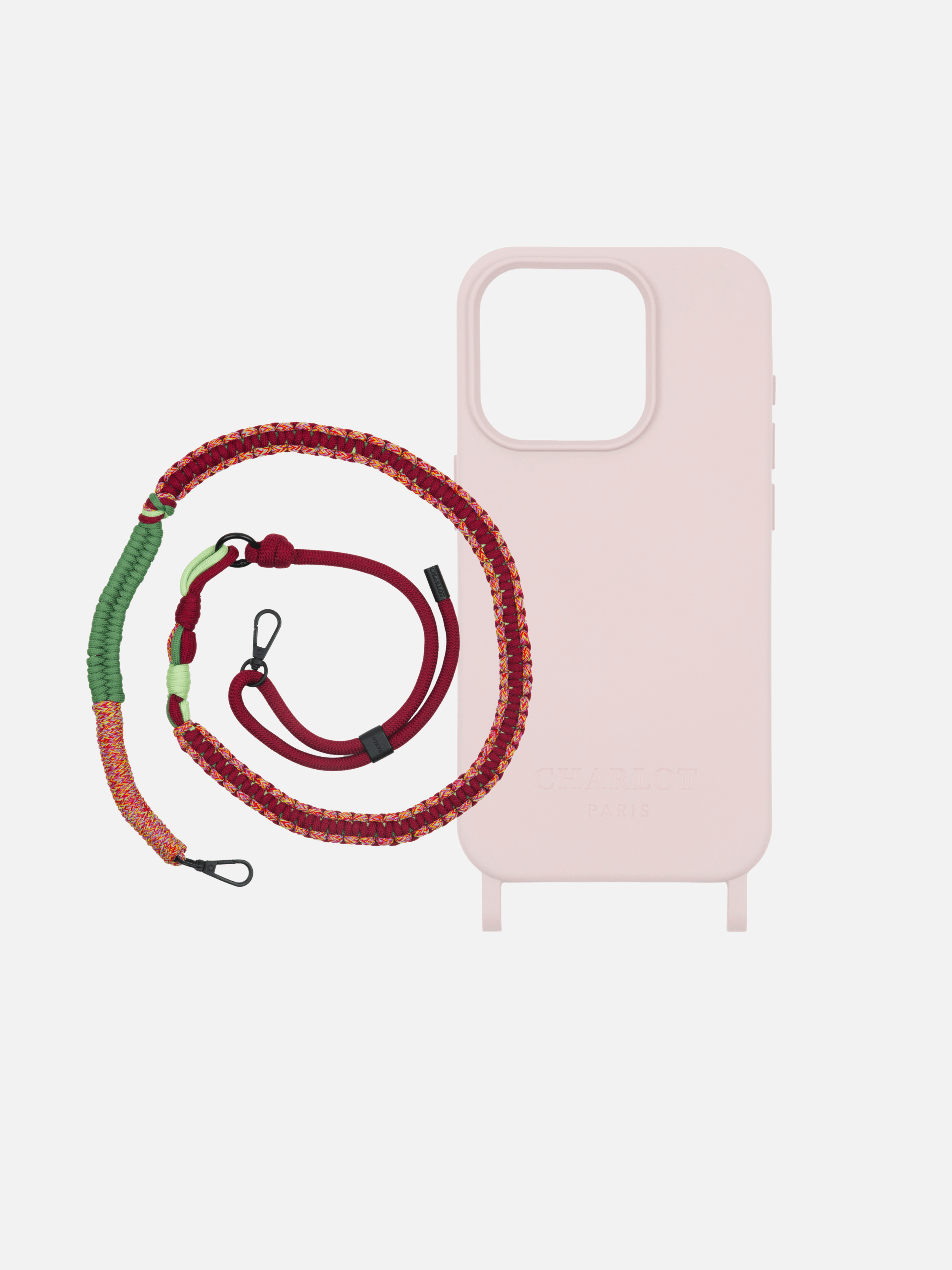 Powder Pink Case + Twist Cherry Shoulder Strap
