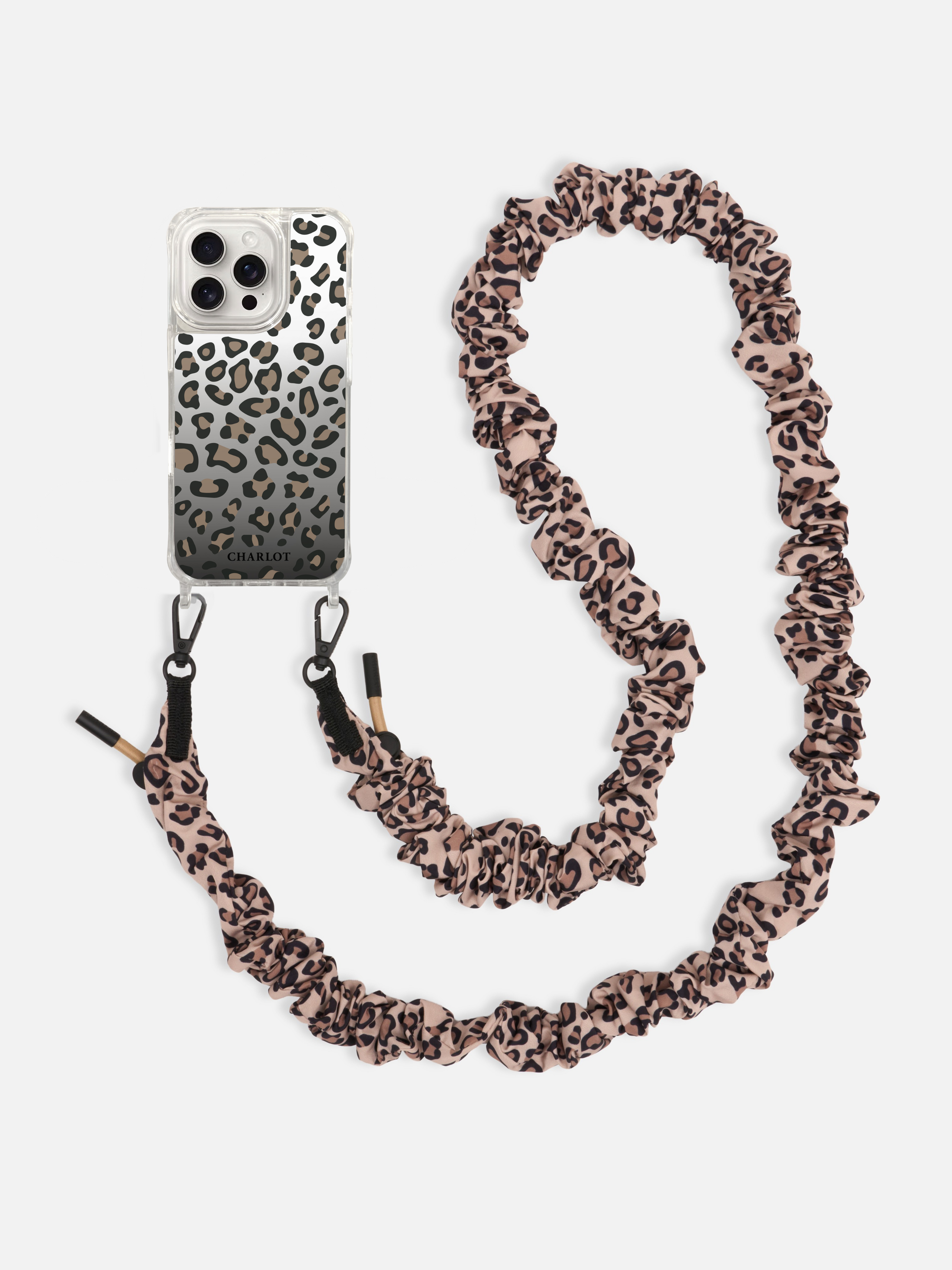 Coque Léopard + Bandoulière Srunchie