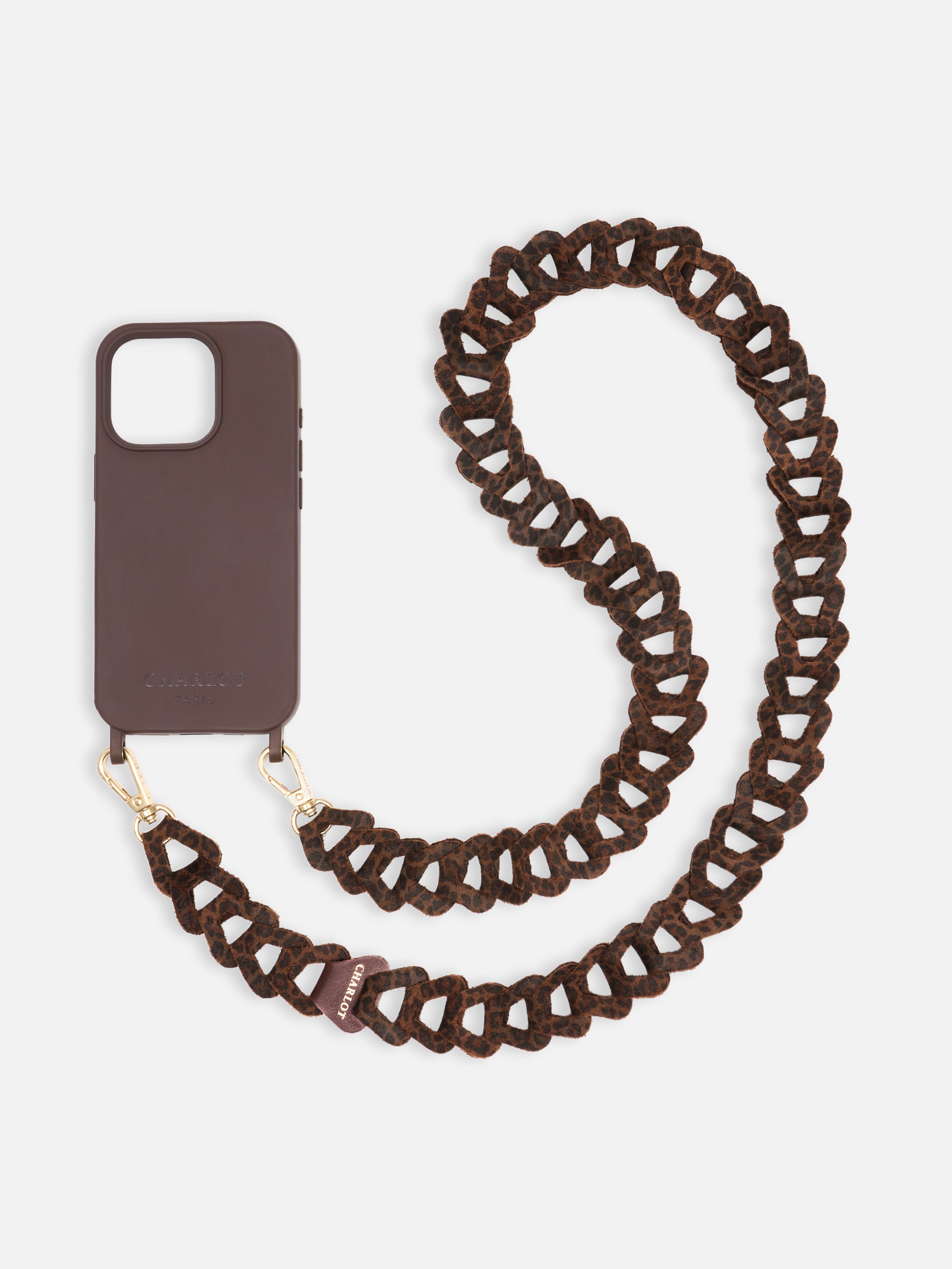 Coque Chocolat + Mel Cuir Long Léopard Foncé