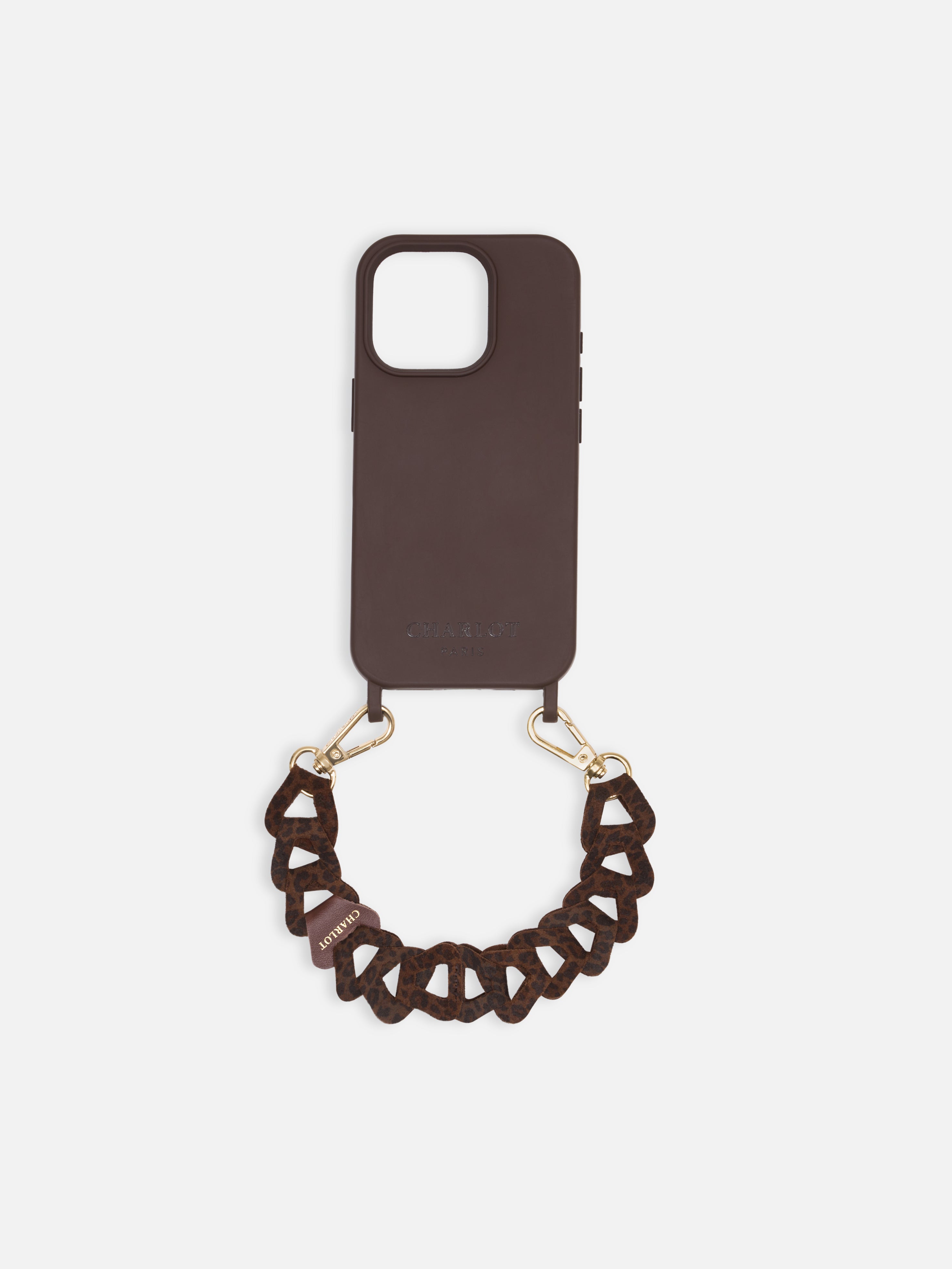 Coque Chocolat + Mel Cuir Court Léopard Foncé