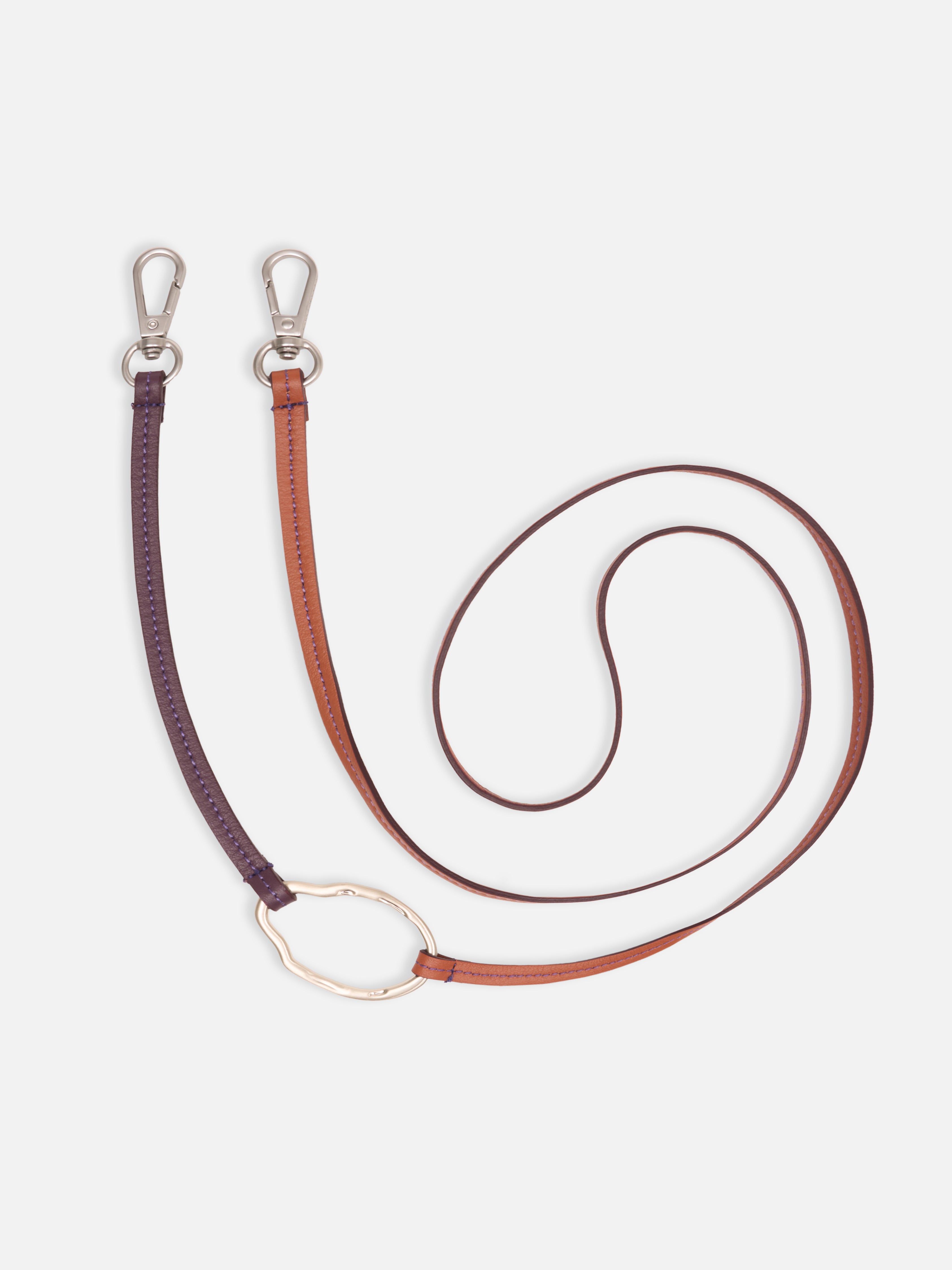 Guscio di cioccolato + catena in pelle Dalia color cognac