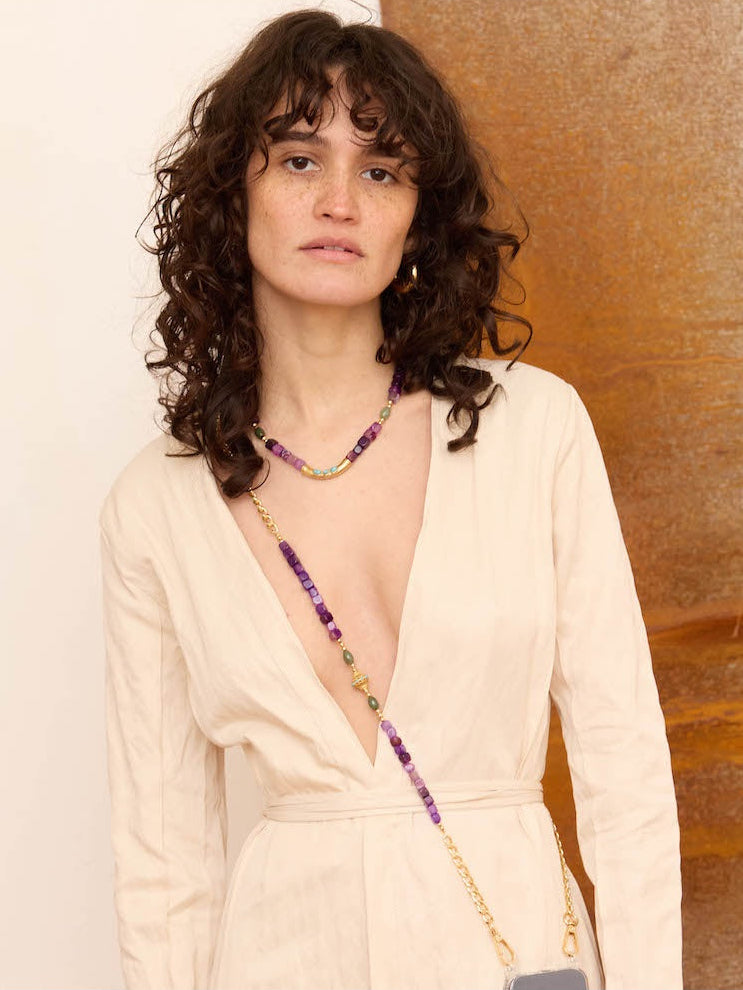 Collana con conchiglia nera + catena JUHU Iris