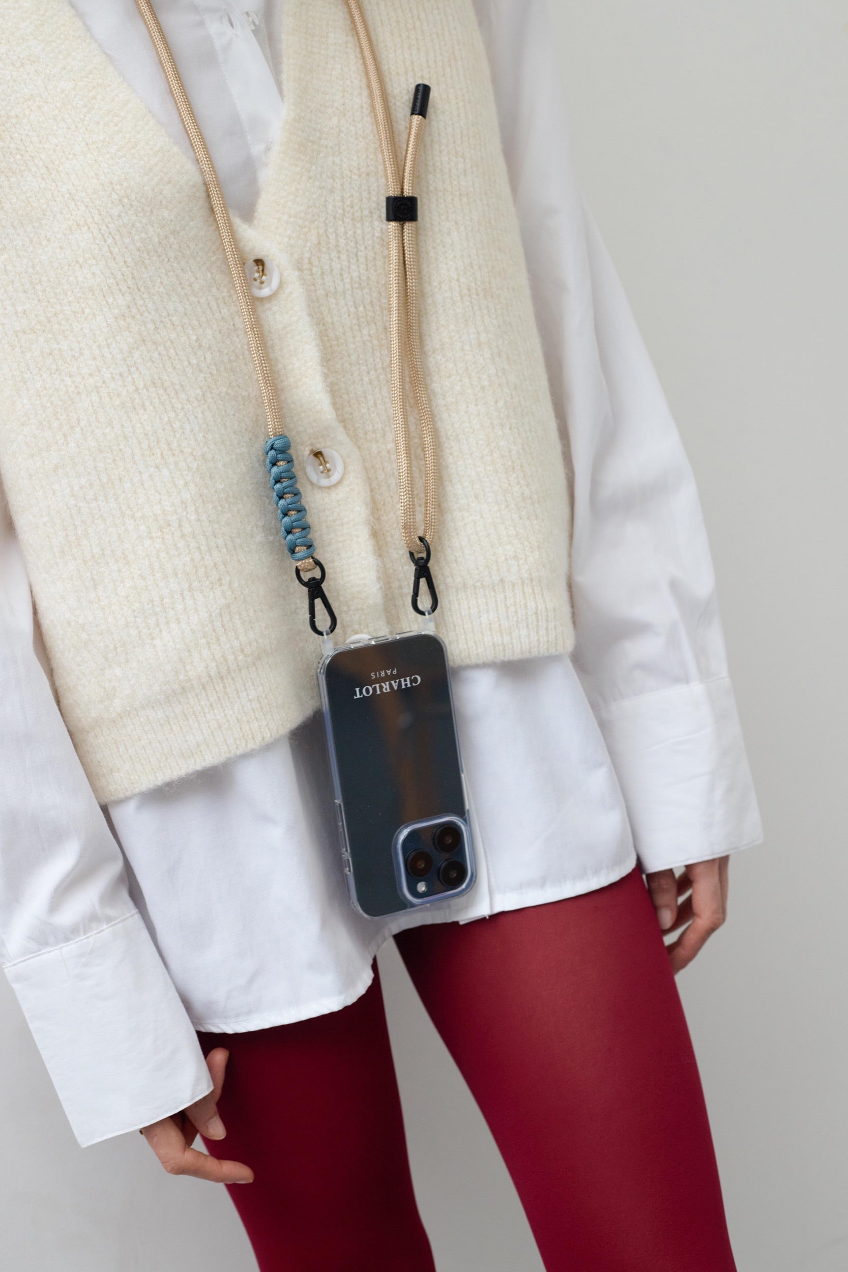 Custodia trasparente + cordoncino di zibellino Elie