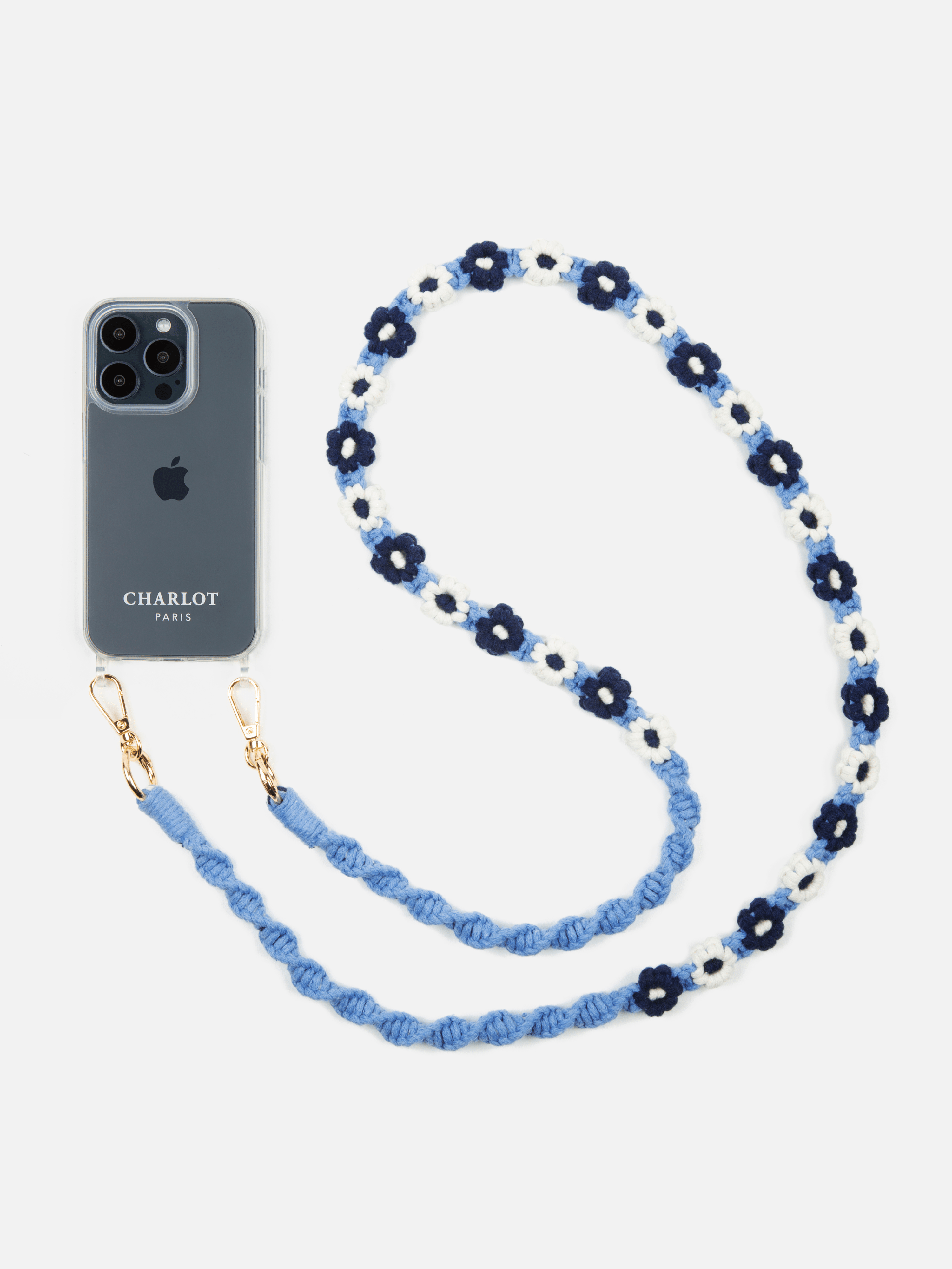 Clear Case + Braided Flower Navy