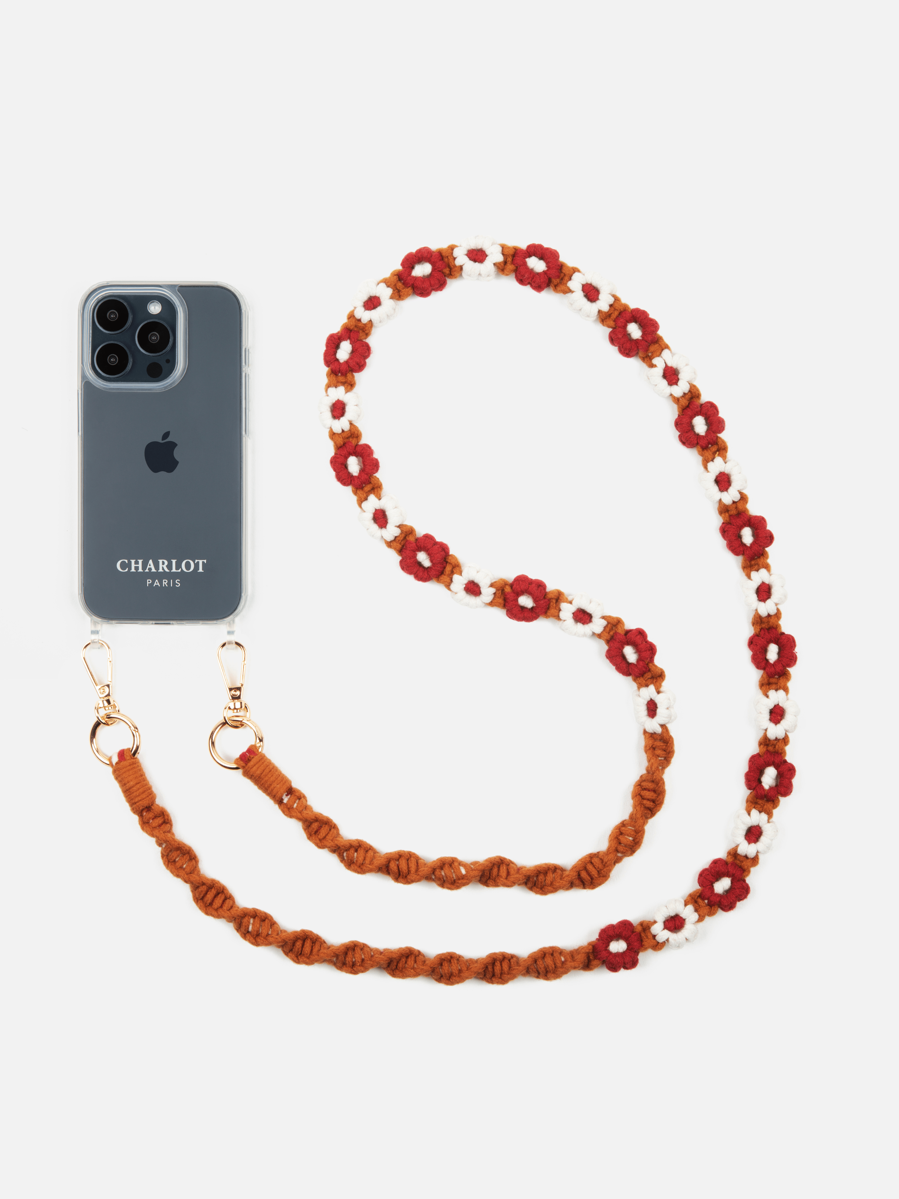 Clear Case + Braided Flower Burgundy