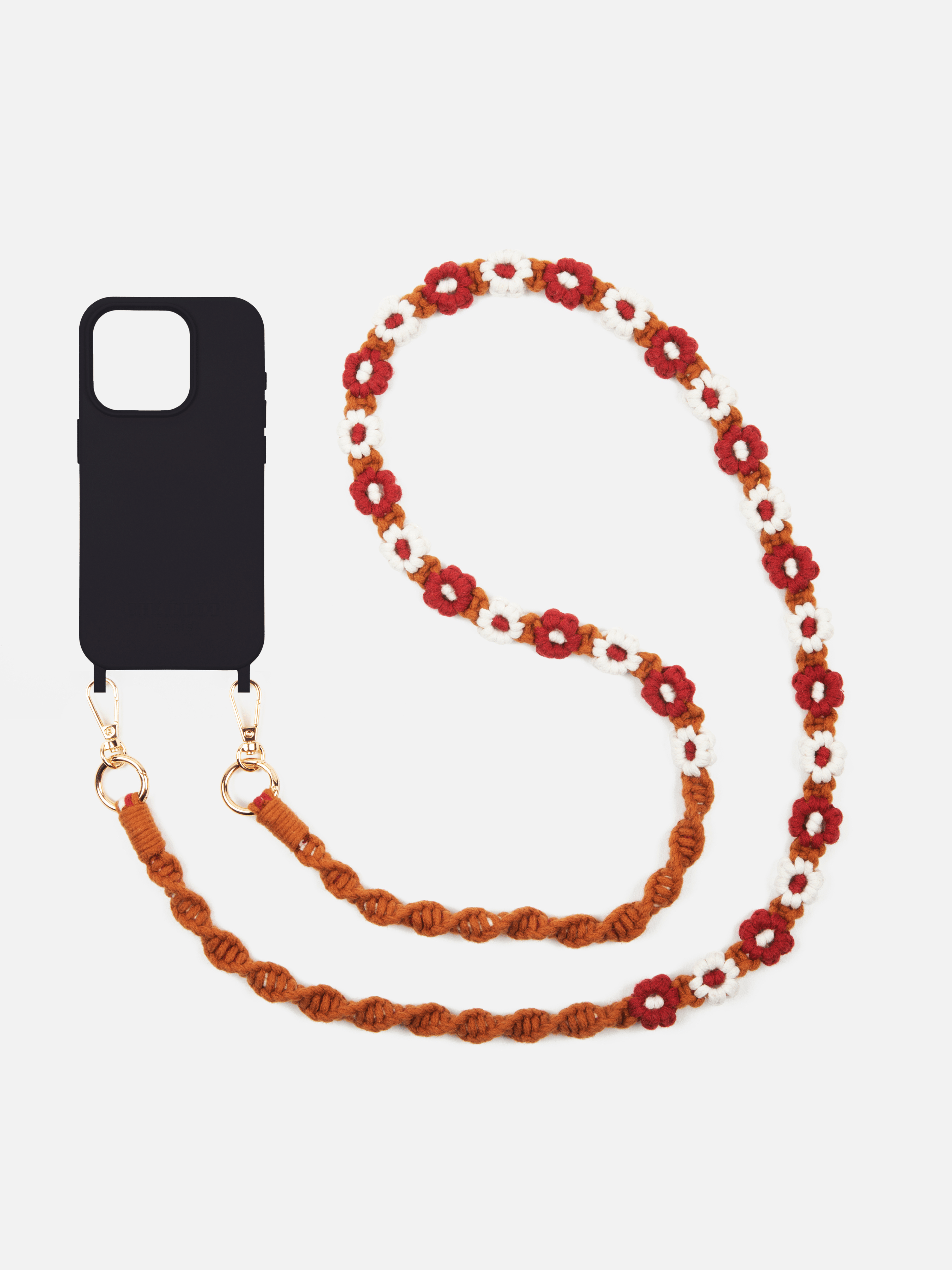 Coque Noire + Tressé Fleur Burgundy